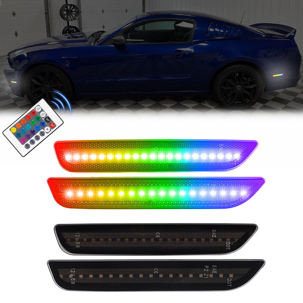 2010-2014 Ford Mustang RGB Smoked LED Side Markers