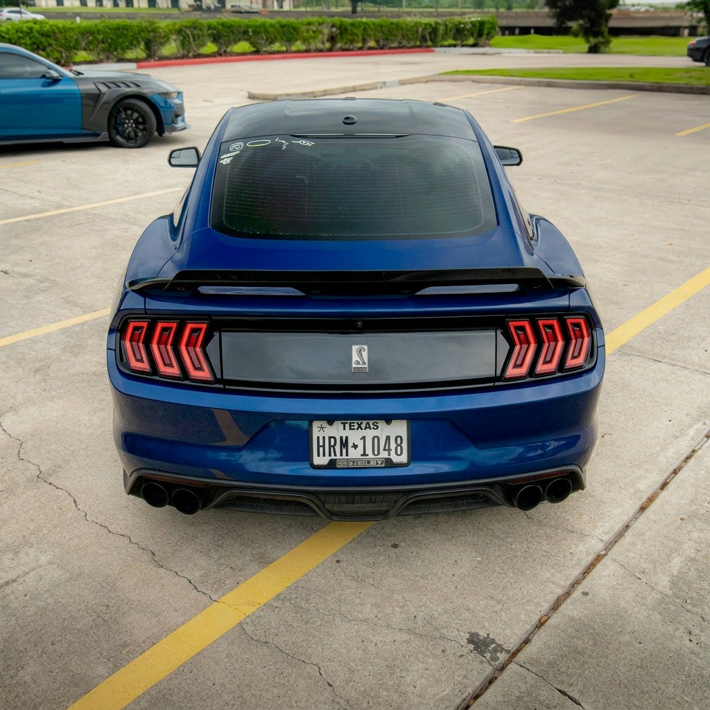 2015-2023 Mustang S550 Heritage-X™ taillights by Auto Addict USA rear view with animated LED startup sequence