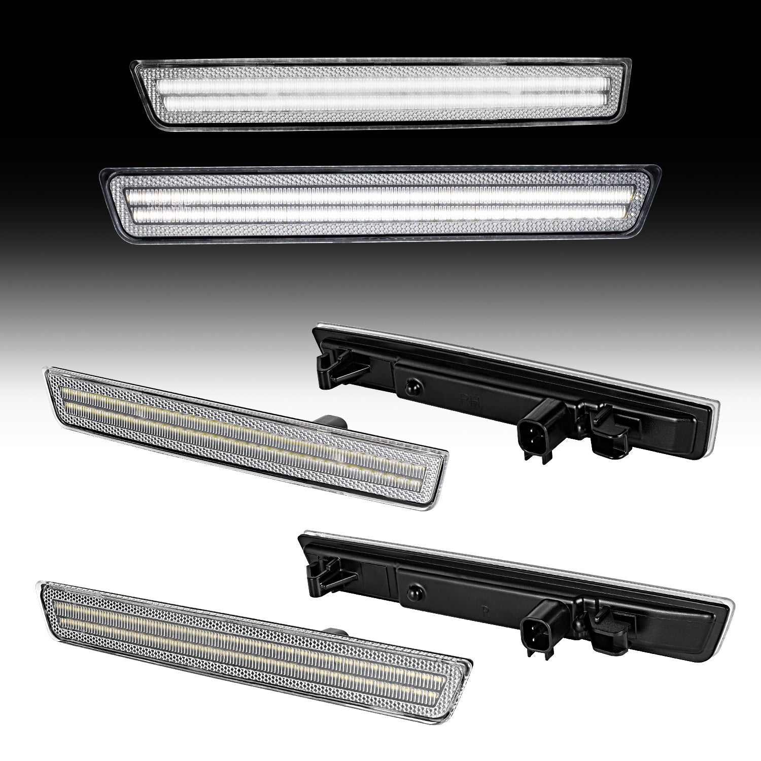 2015–2024 Dodge Challenger clear white LED side markers installed on vehicle side profile Auto Addict USA