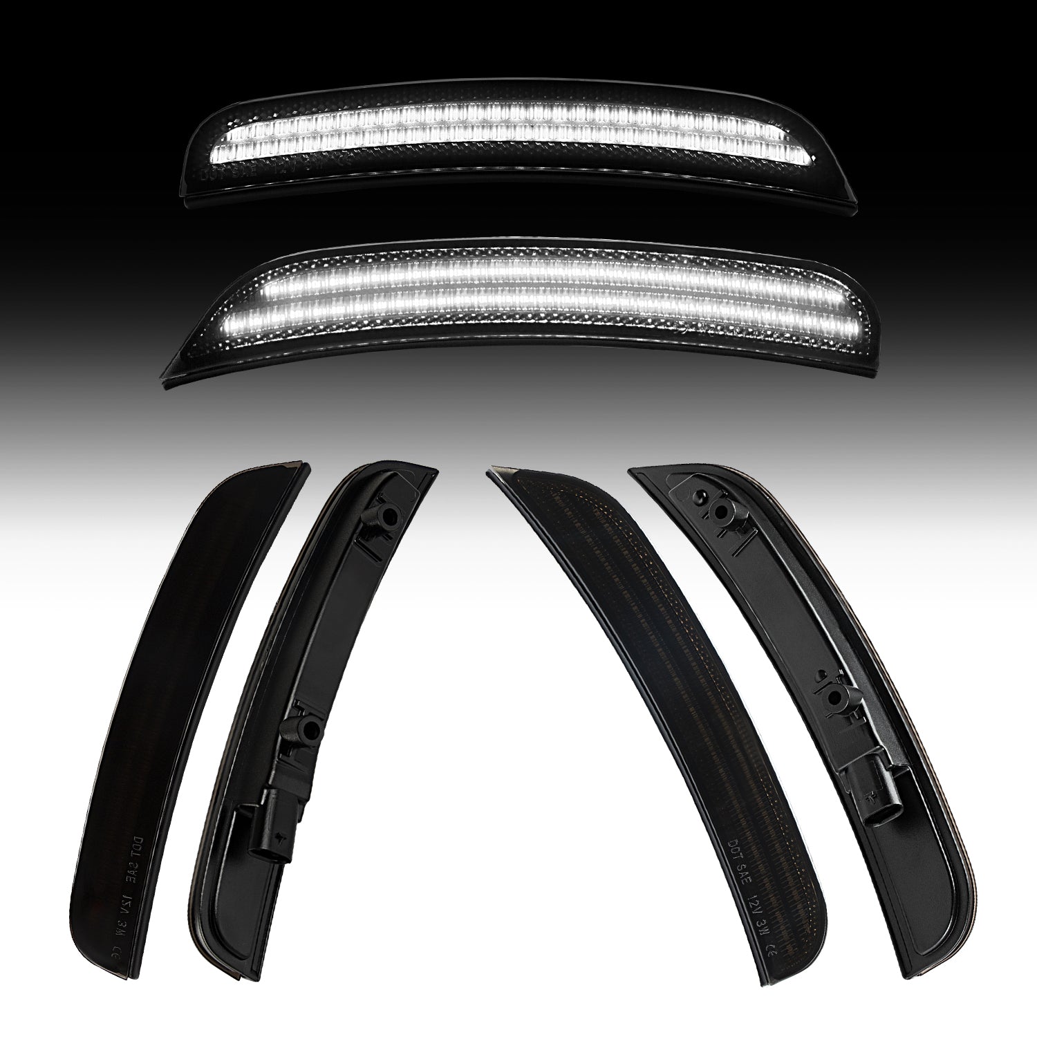 2015–2024 Dodge Charger smoked white LED side markers installed on vehicle side profile Auto Addict USA