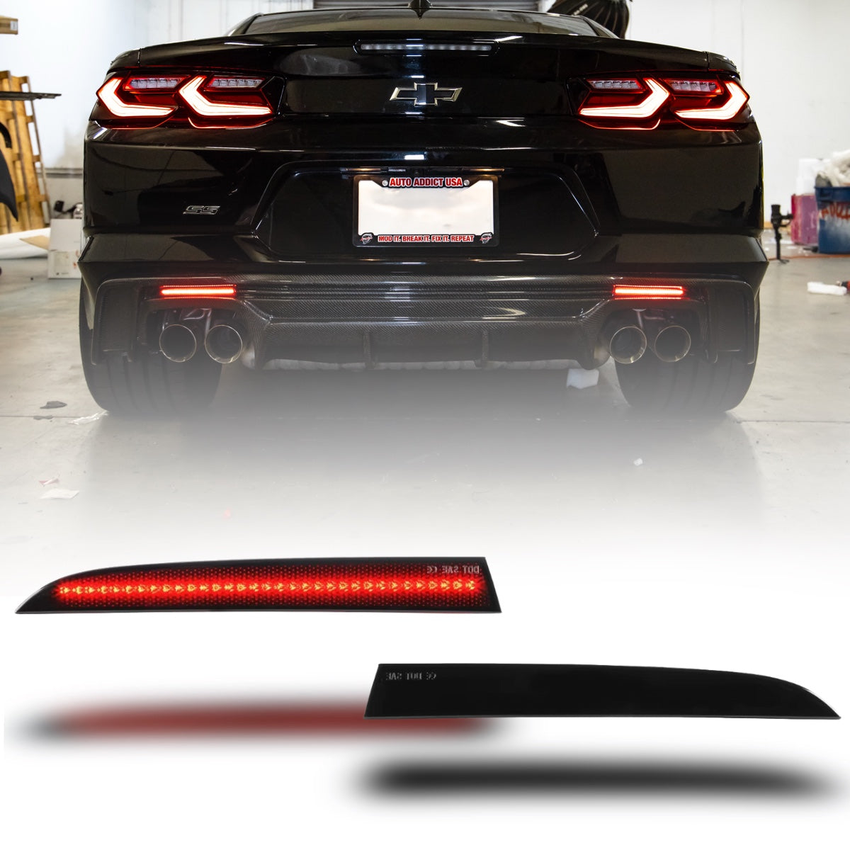 2016-2025 Chevy Camaro Diffuser Smoke LED Rear Reflectors (Pair)
