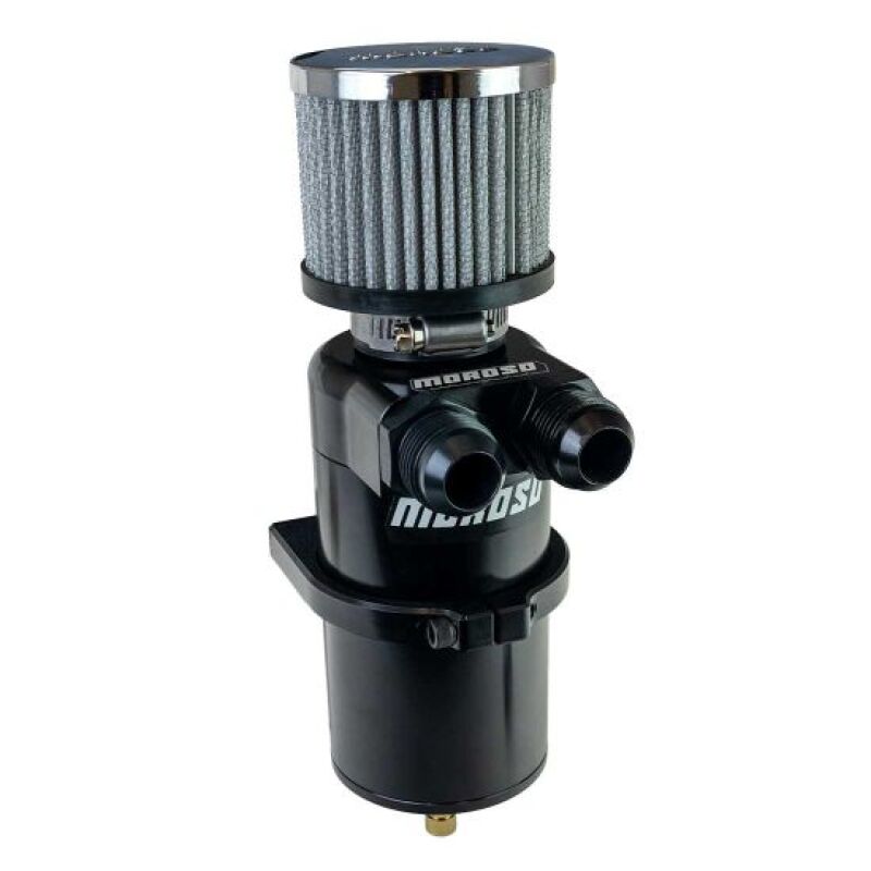 Moroso Dual Inlet -12AN Billet Breather Tank Catch Can - Black