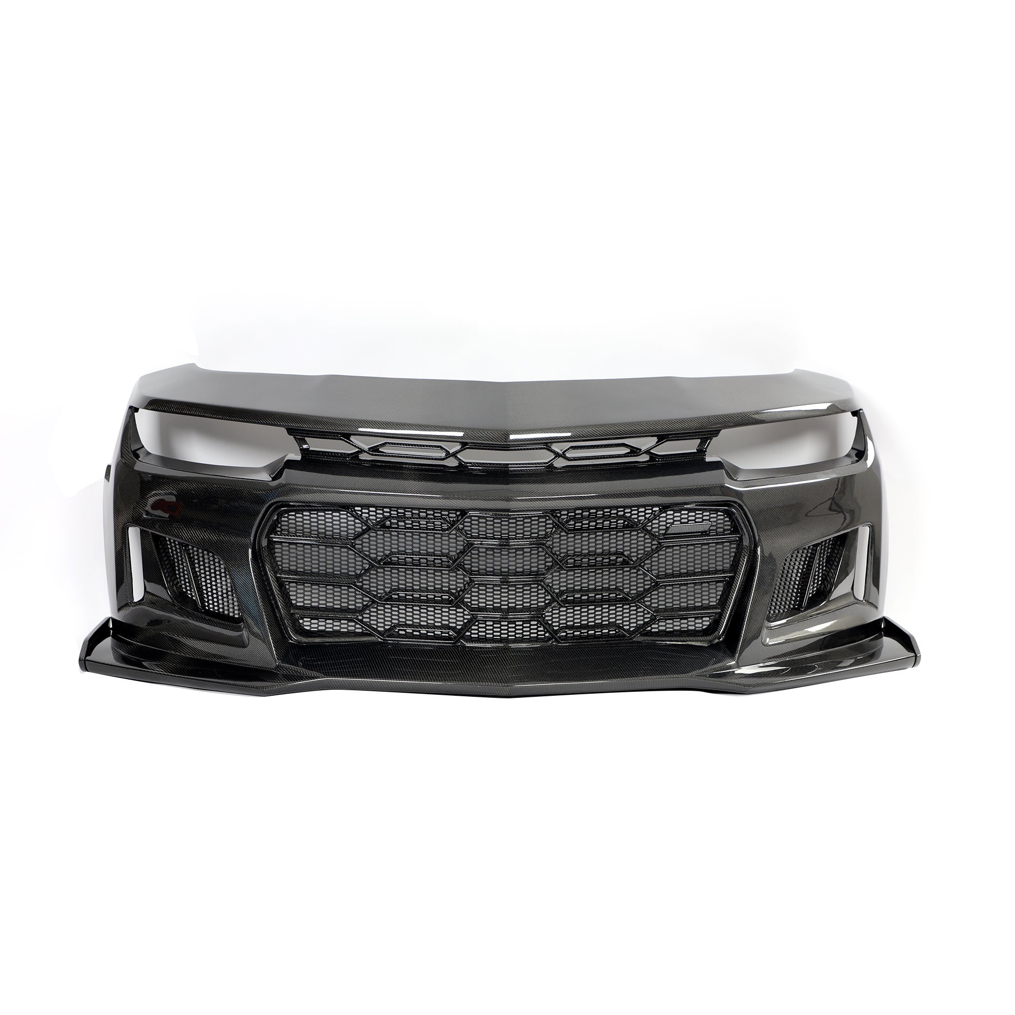 Parachoques delantero con paquete de fibra de carbono brillante de 1 pieza para Chevy Camaro Black Panther 2010-2015