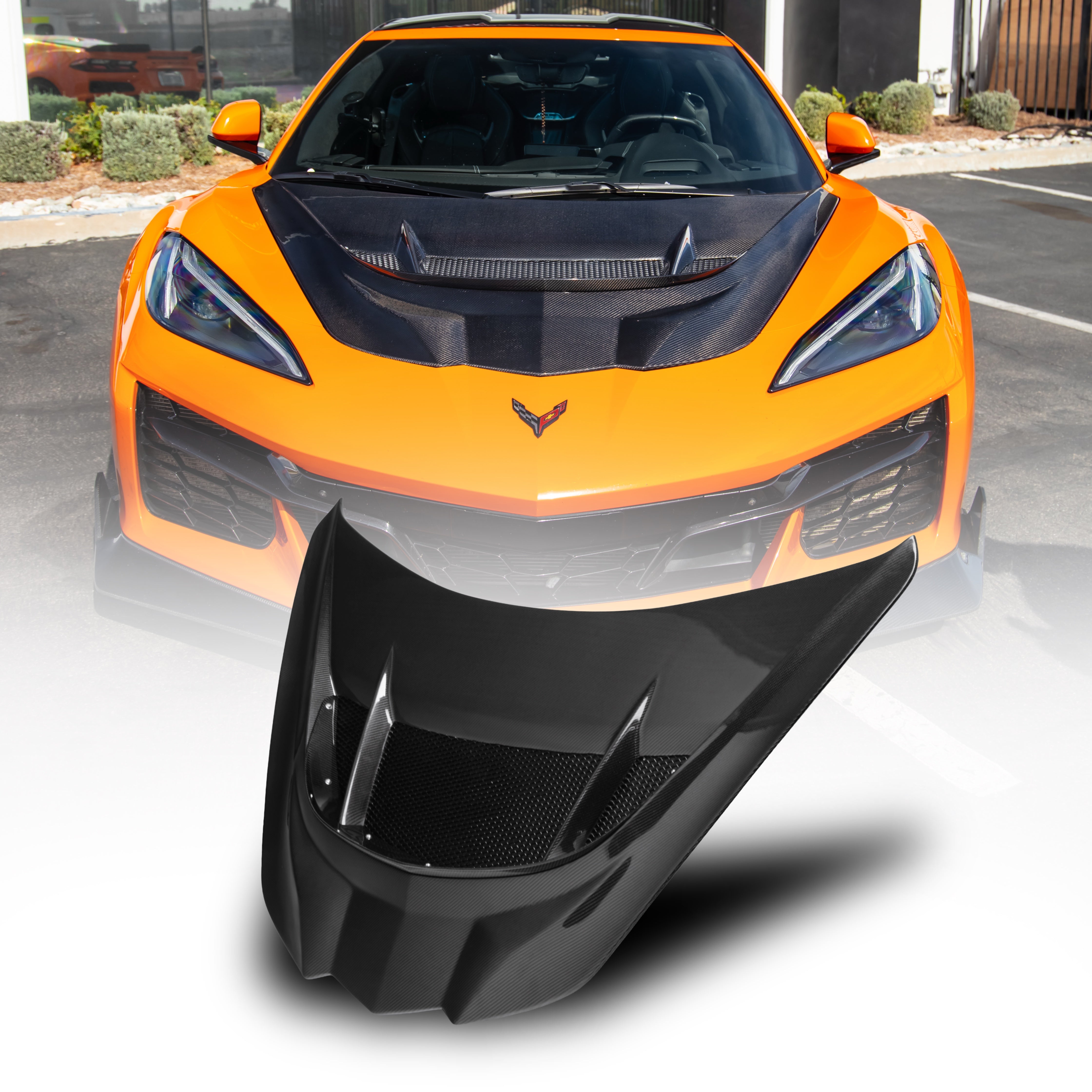 2020-2025 Corvette C8 Type-ZR1 Double Sided Carbon Fiber 2pc Hood For Stingray/Z06/E-Ray