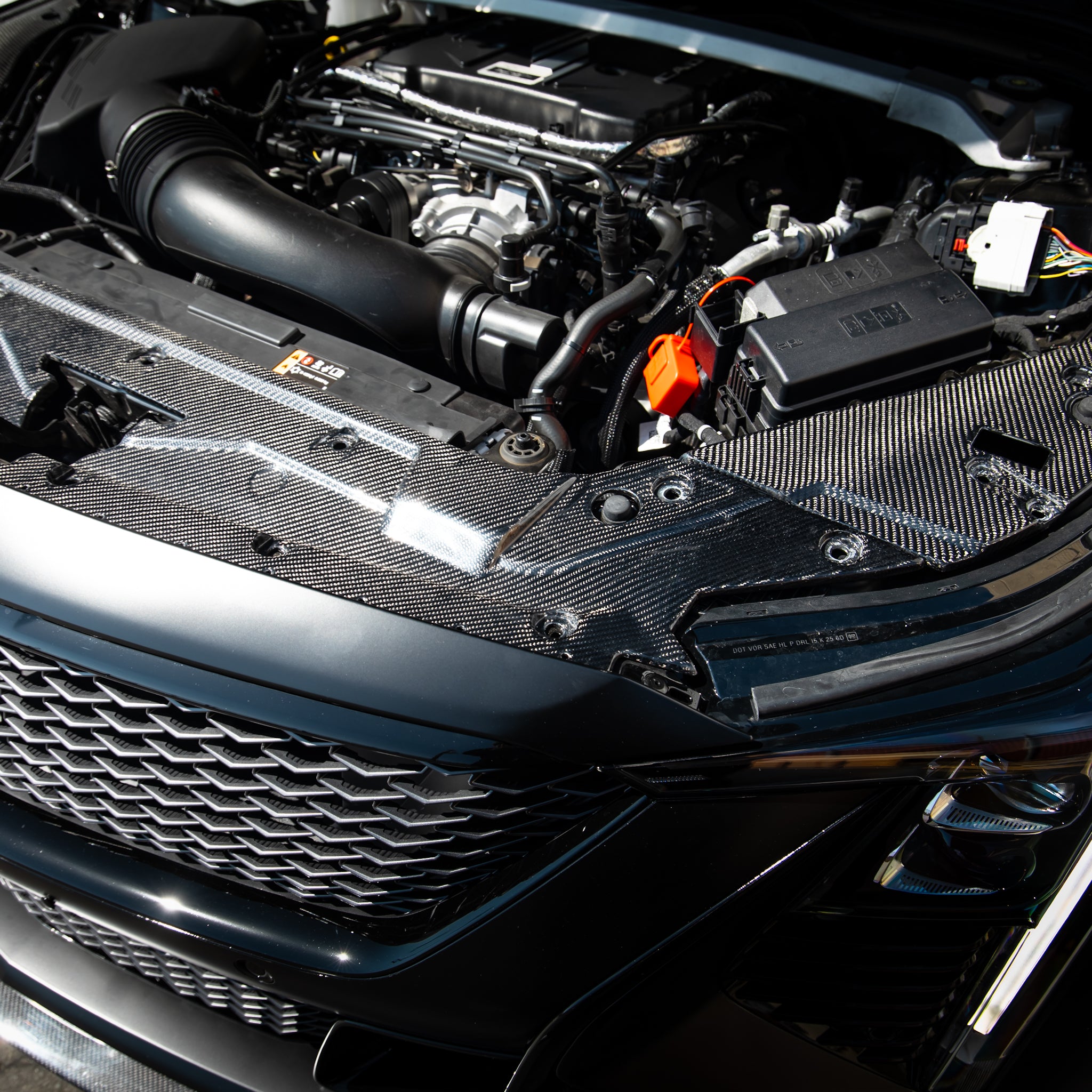 2021-2025 Cadillac CT5-V Blackwing Engine Panel Trim Radiator Cover Gloss Carbon Fiber 3pc Kit