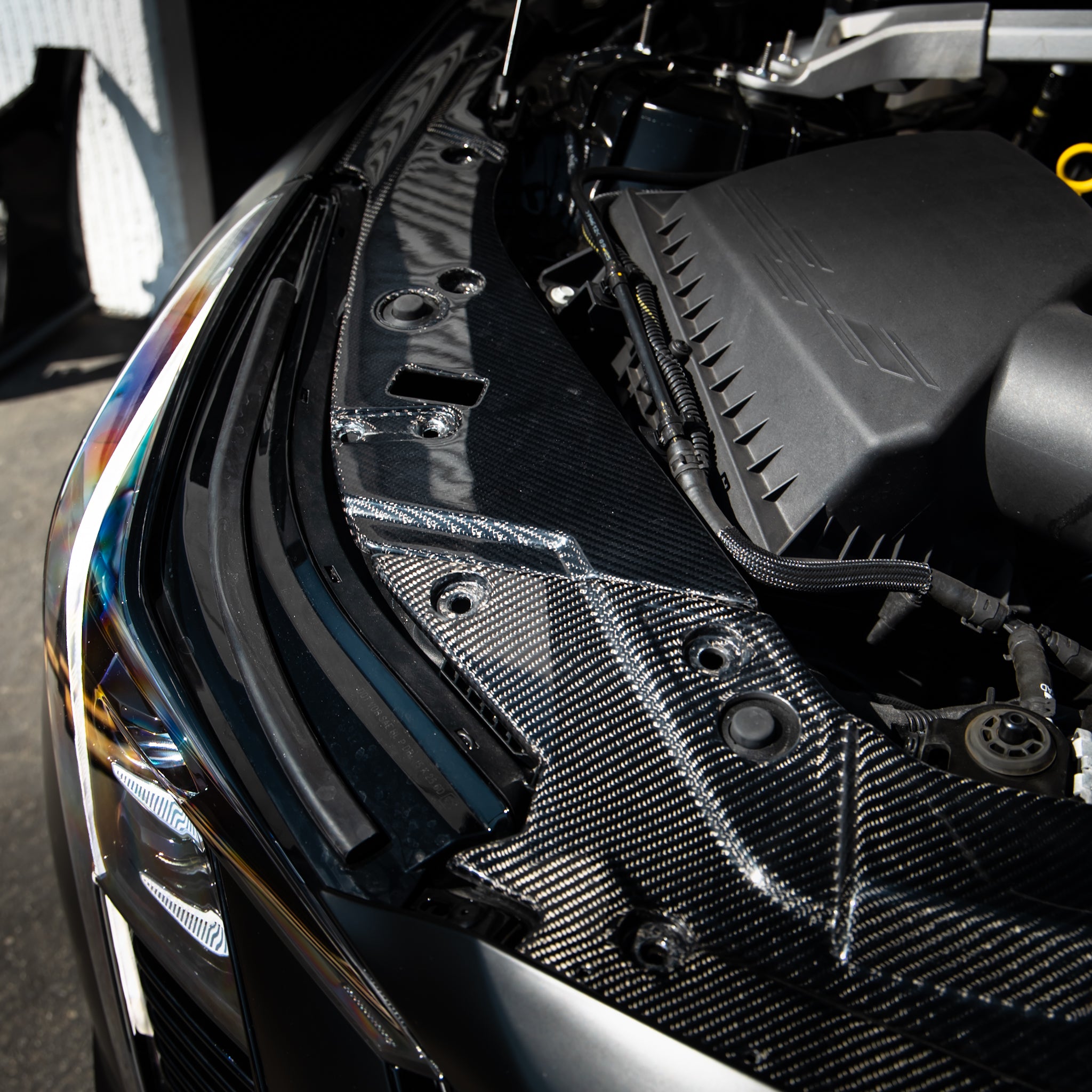 2021-2025 Cadillac CT5-V Blackwing Engine Panel Trim Radiator Cover Gloss Carbon Fiber 3pc Kit