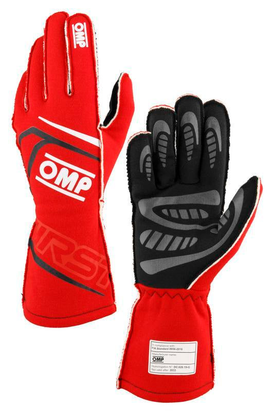 OMP FIRST GLOVES FIA 8856-2018 MY2025 NAVY BLUE / FLUO ORANGE SZ XL