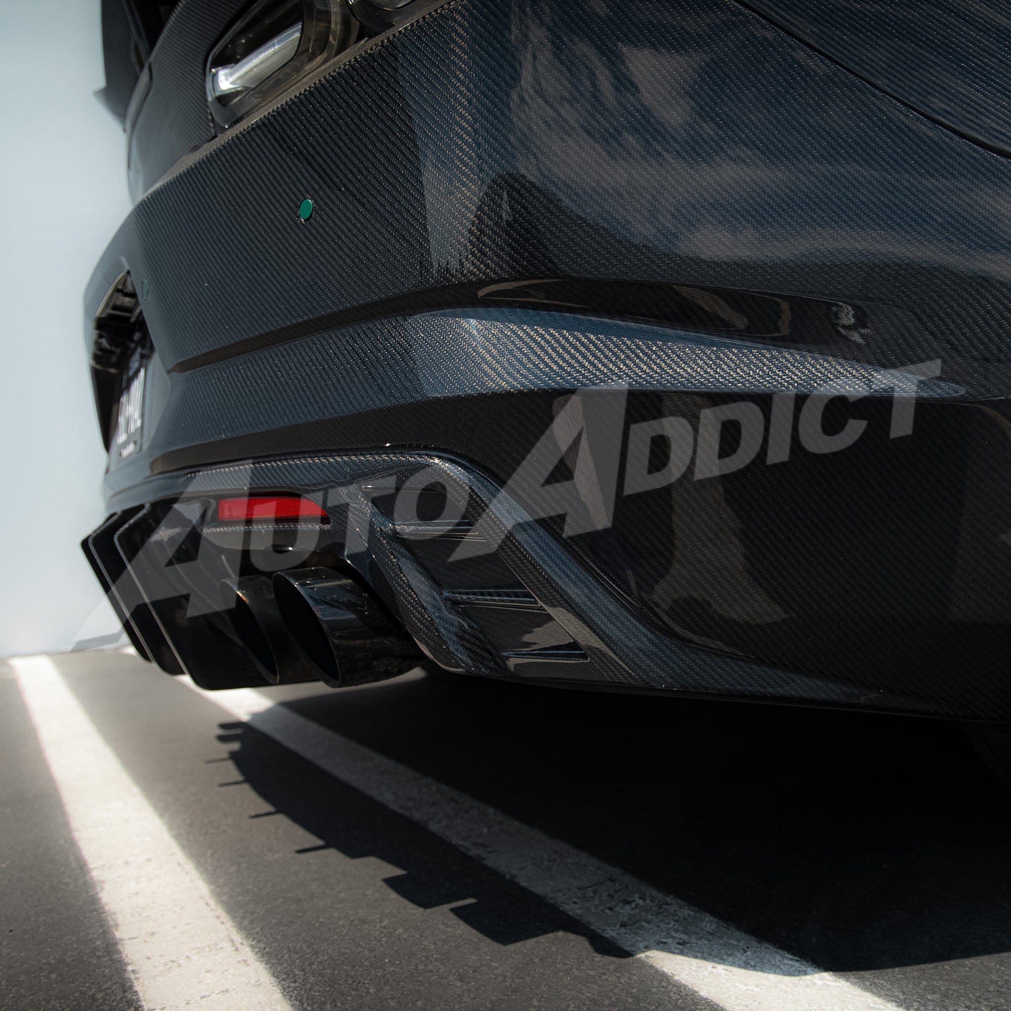 2019-2025 Camaro RS/SS/ZL1 Gloss Double Sided Carbon Fiber Rear Bumper w/Rear Diffuser Quad Tips 1pc