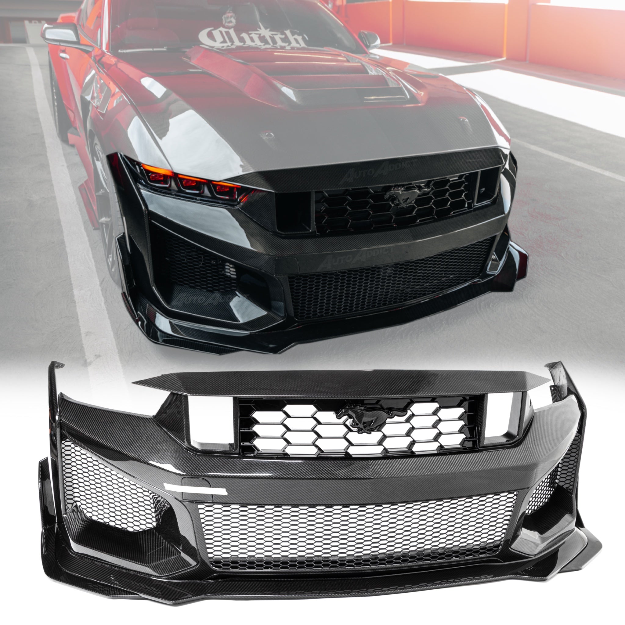 2024–2026 Mustang S650 Heritage SC™ V-Shaped Dry Gloss Carbon Fiber Bumper Kit Track Package