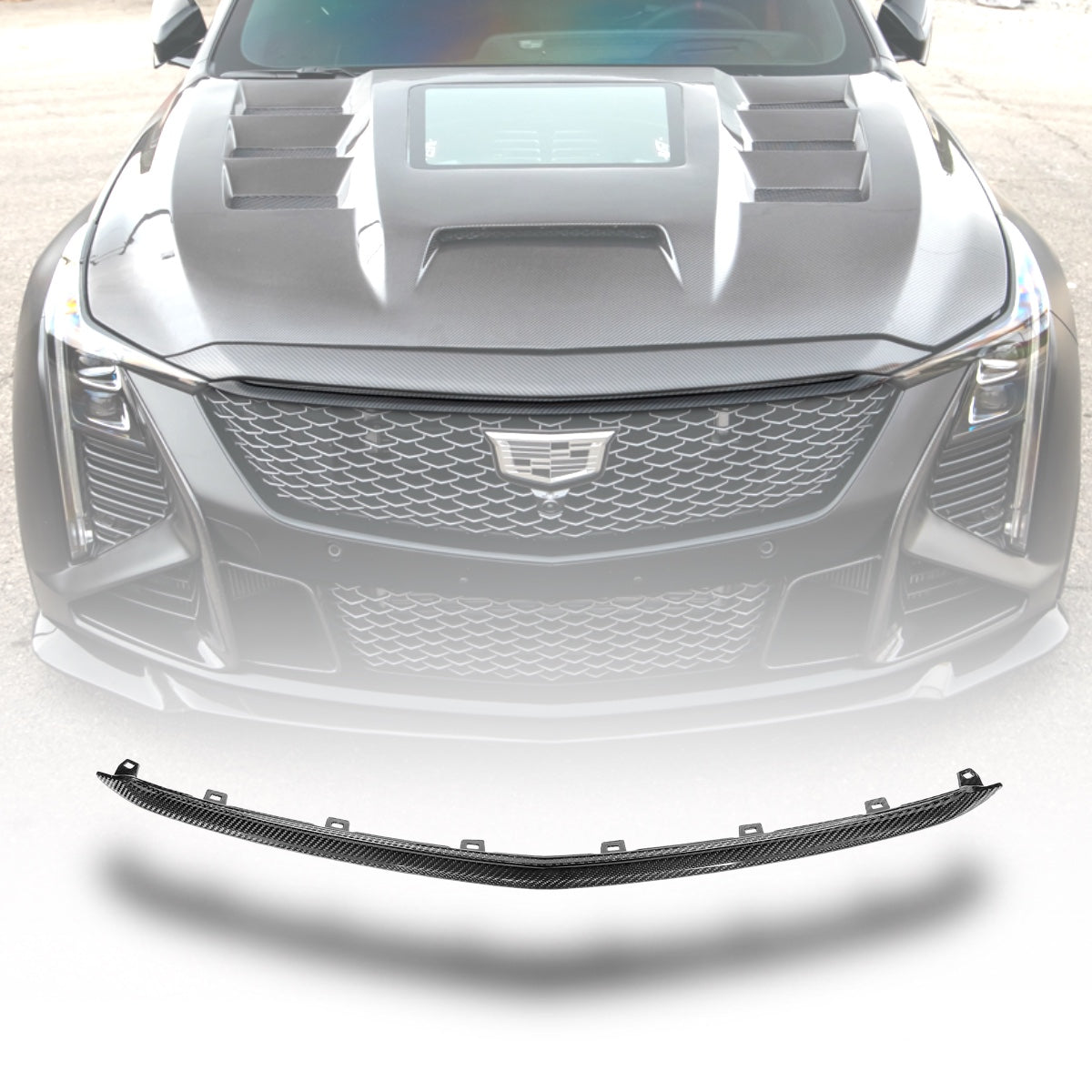 2025-2026 Cadillac CT5-V Blackwing Upper Grille Trim Pre Preg Gloss Carbon Fiber Replacement