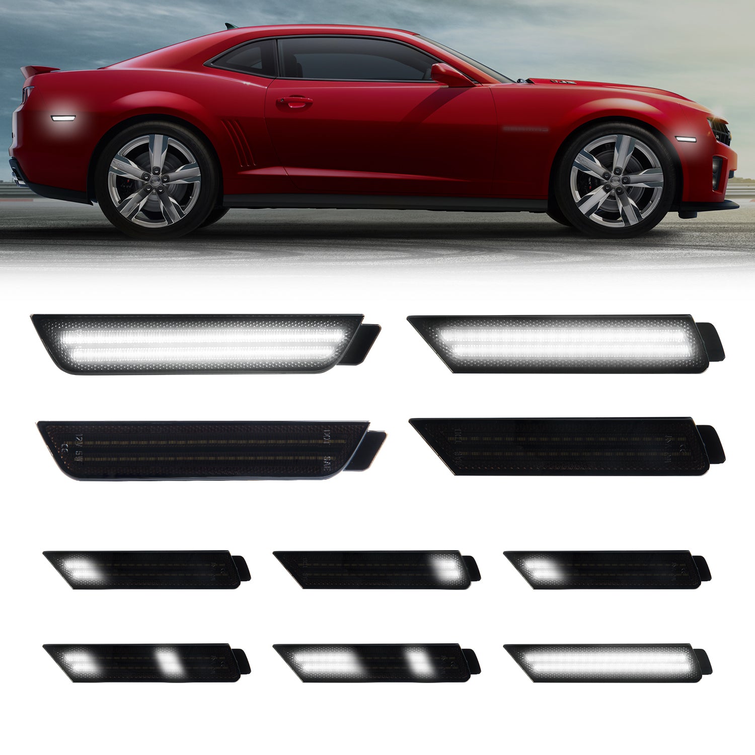 Auto Addict USA 2010-2015 Camaro Smoke Lens White LED Side Markers