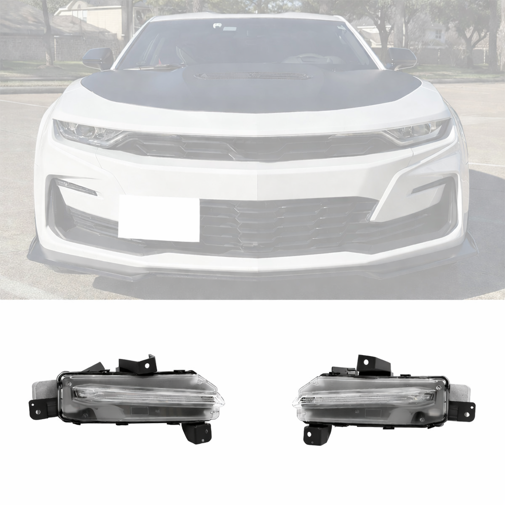Auto Addict USA 2019-2025 Camaro SS DRL fog lights for OEM bumper LED daytime running light upgrade installed front view