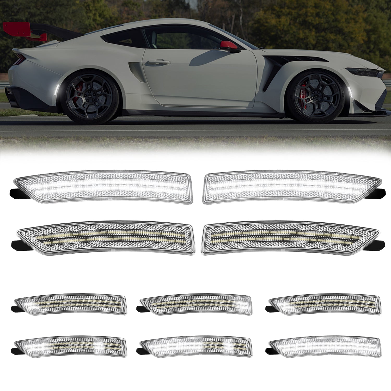 Auto Addict USA 2024-2026 Mustang S650 Clear Lens White LED Side Markers