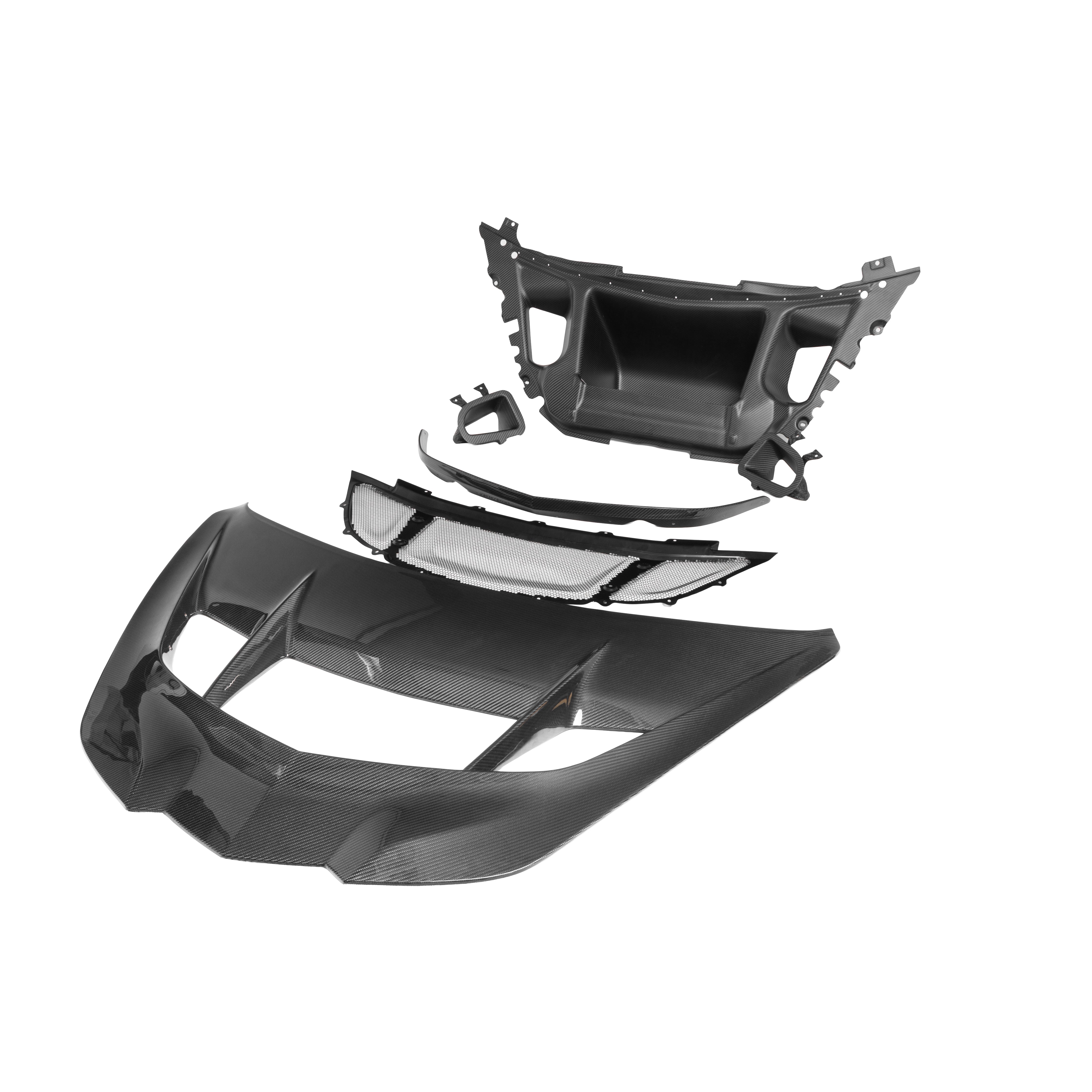 Auto Addict USA 2025 Corvette C8 ZR1 Type-OEM dry carbon fiber hood 6 piece kit installed