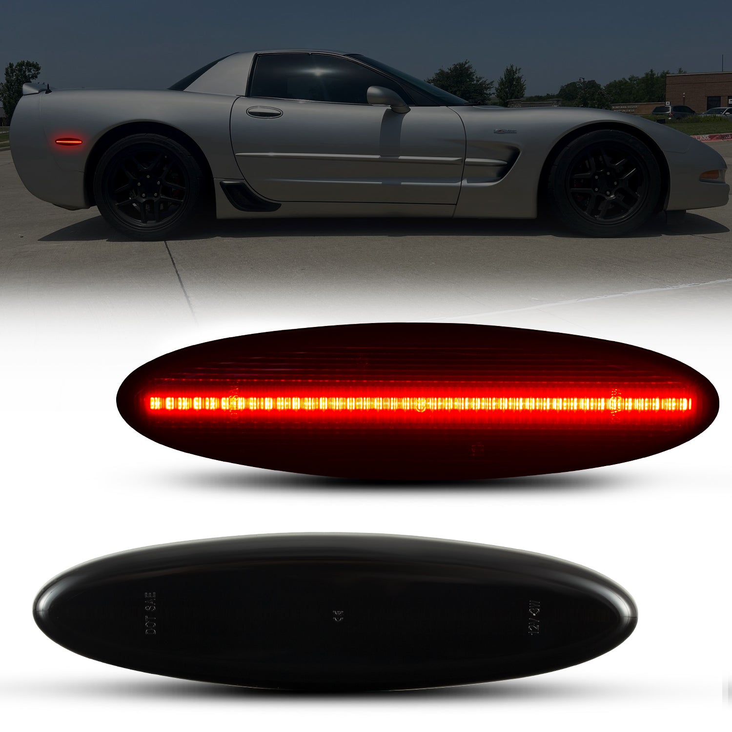 Auto Addict USA C5 Corvette Smoke Lens Red LED Side Markers