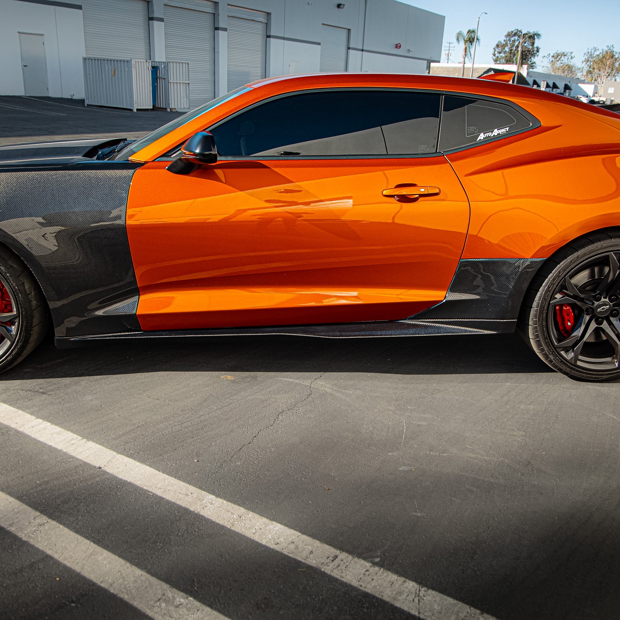 Auto Addict USA Chevy Camaro RS ZL1 style carbon fiber side skirts aggressive side profile