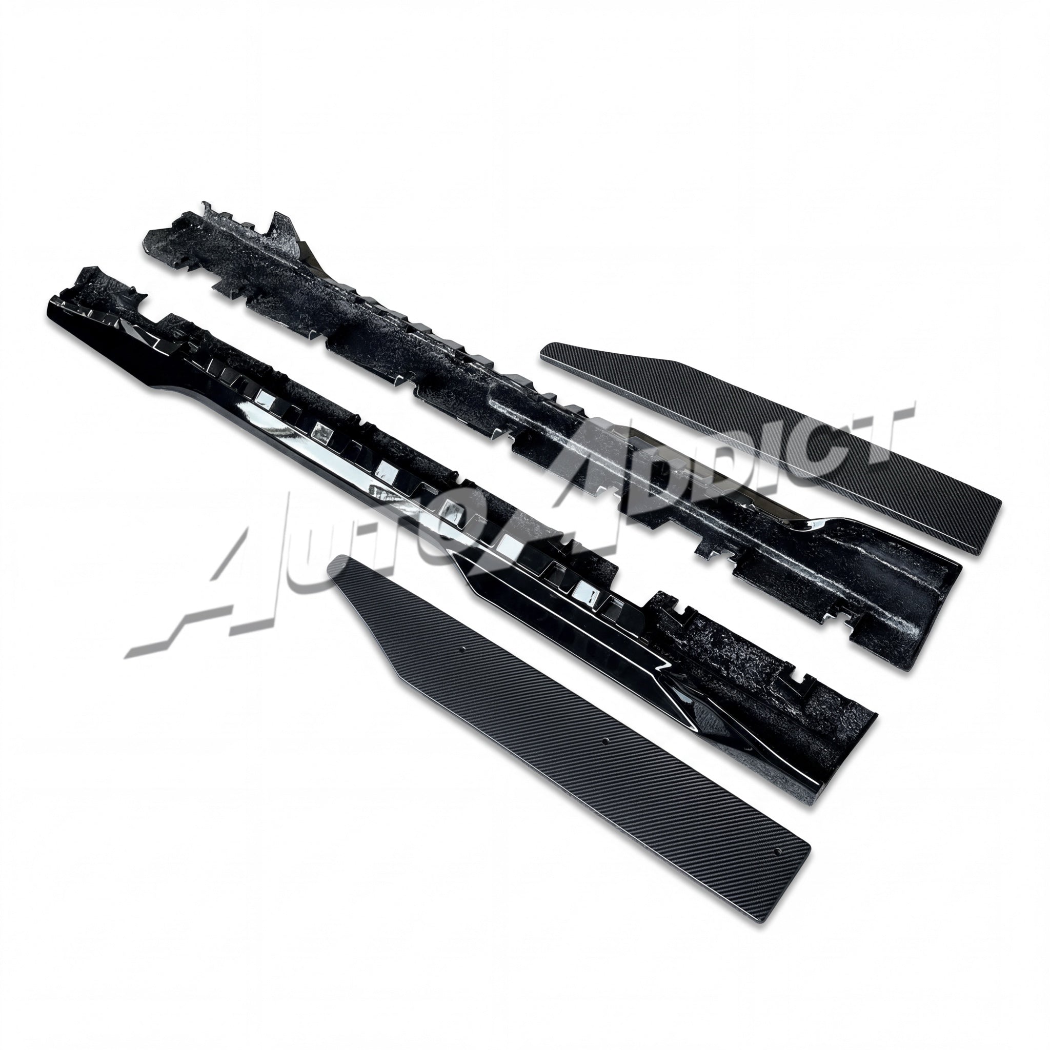 Auto Addict USA carbon fiber side skirts Mustang S650 rocker panels