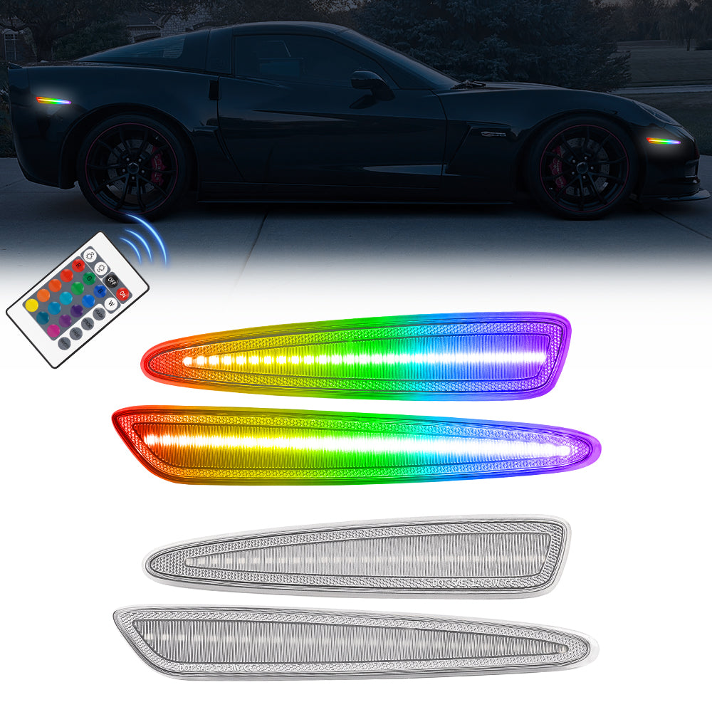 Car side marker lights with remote control on a white background