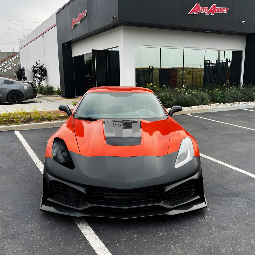 2014-2019 كورفيت C7 ZR1 حزمة المسار تحويل المصد الأمامي 18 قطعة مجموعة كاملة مسطحة BLK