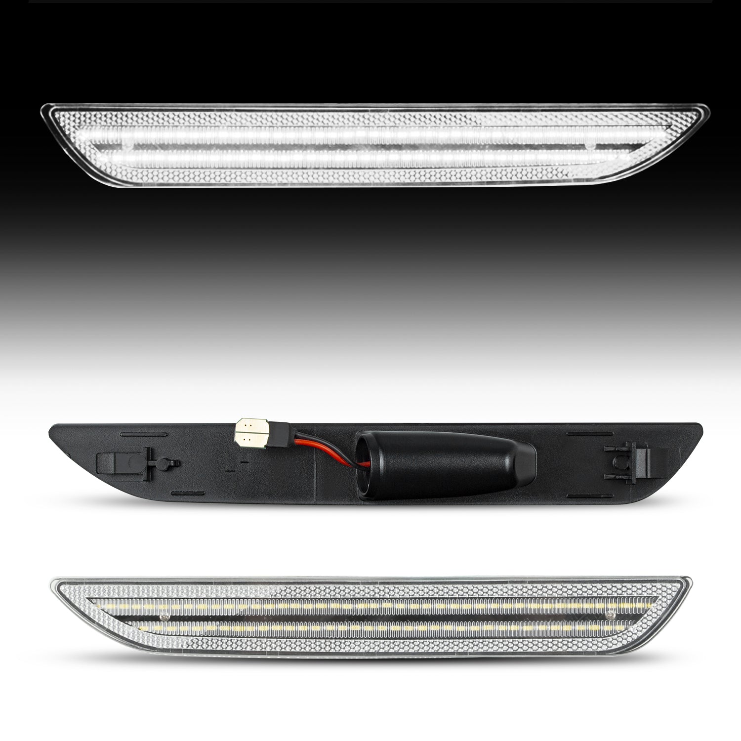 Car LED license plate light assembly on a white background