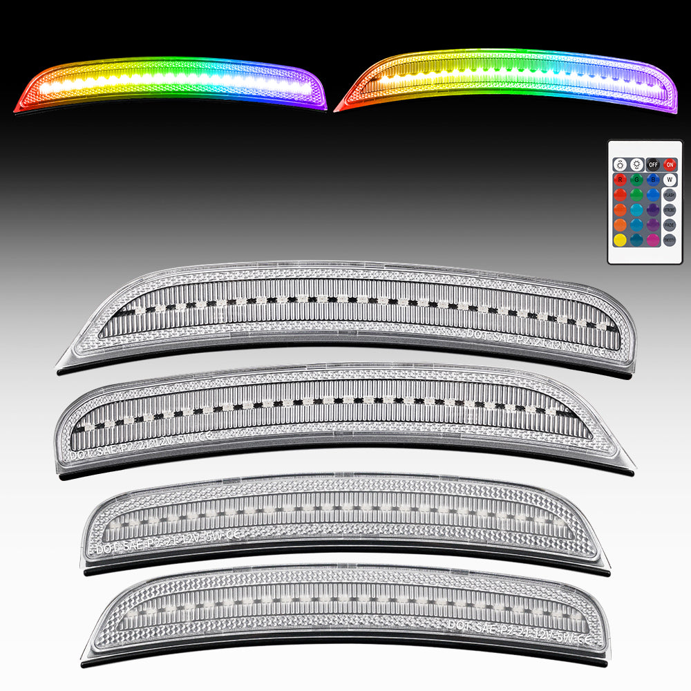 Set of LED strip lights with remote control on a gradient background
