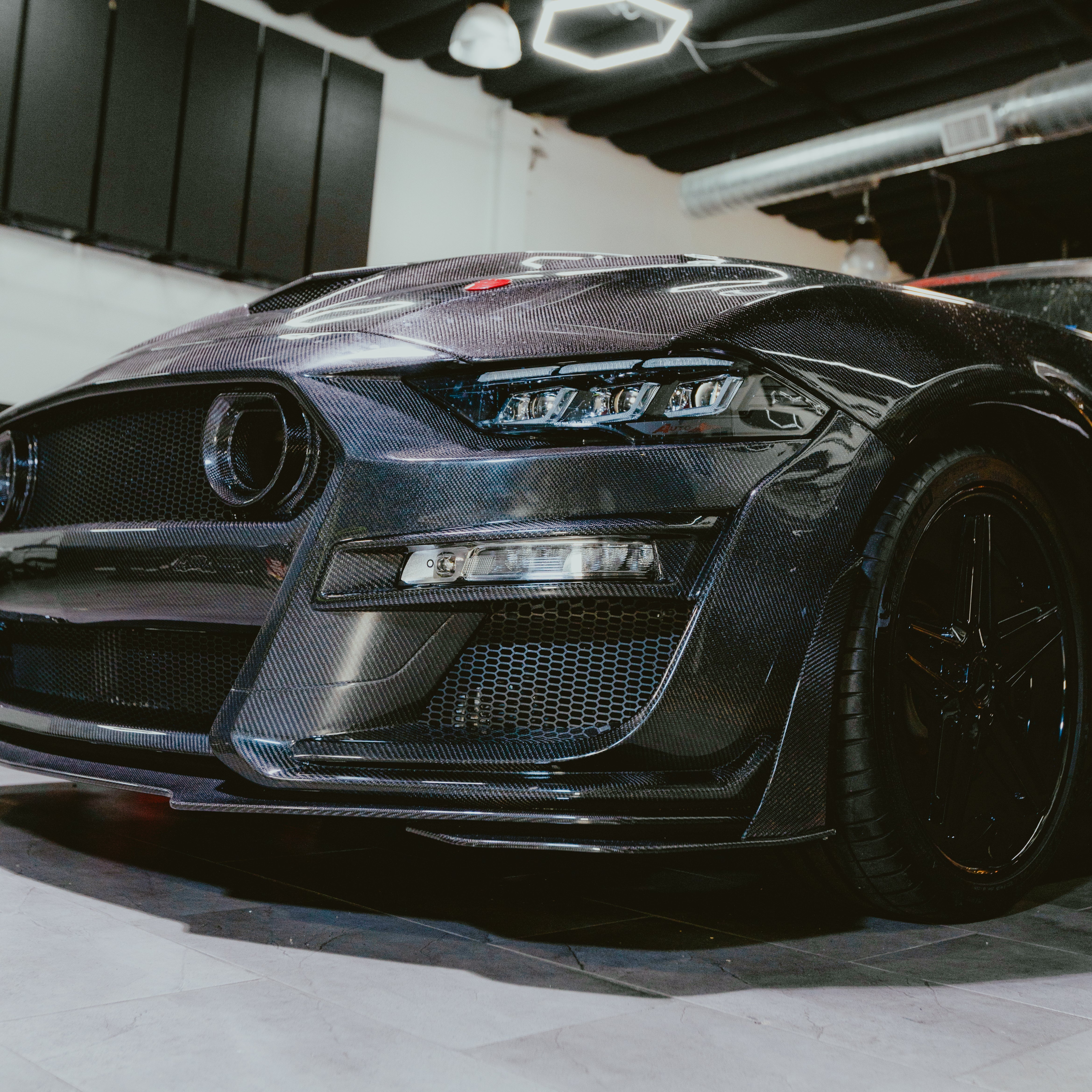 2018-2023 Ford Mustang GT500/Mach1 Combo Double Sided Full Carbon Fiber Track Package Front Bumper Conversion