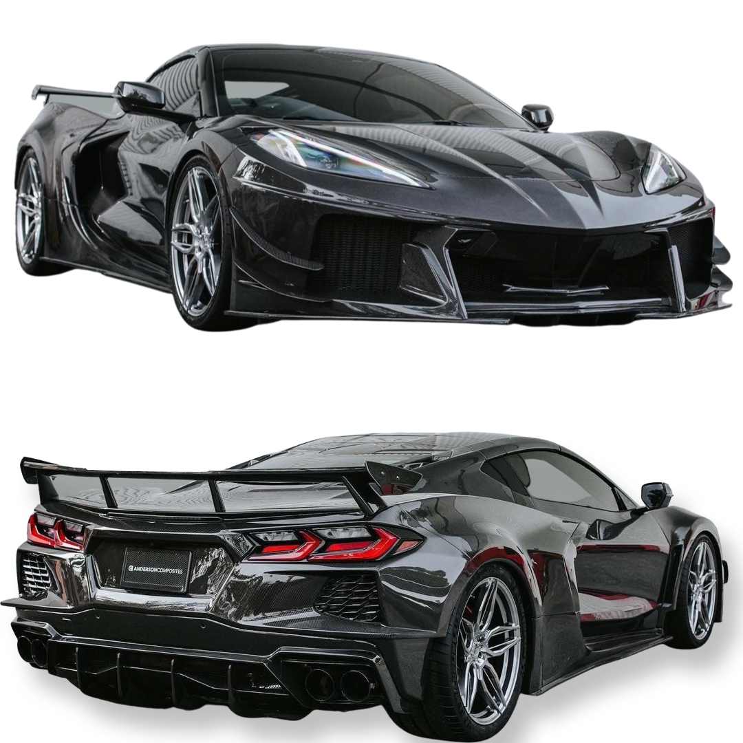 2020-2024 Corvette C8 Deluxe Wide Track Package Full Carbon Fiber Kit Bumper to Bumper