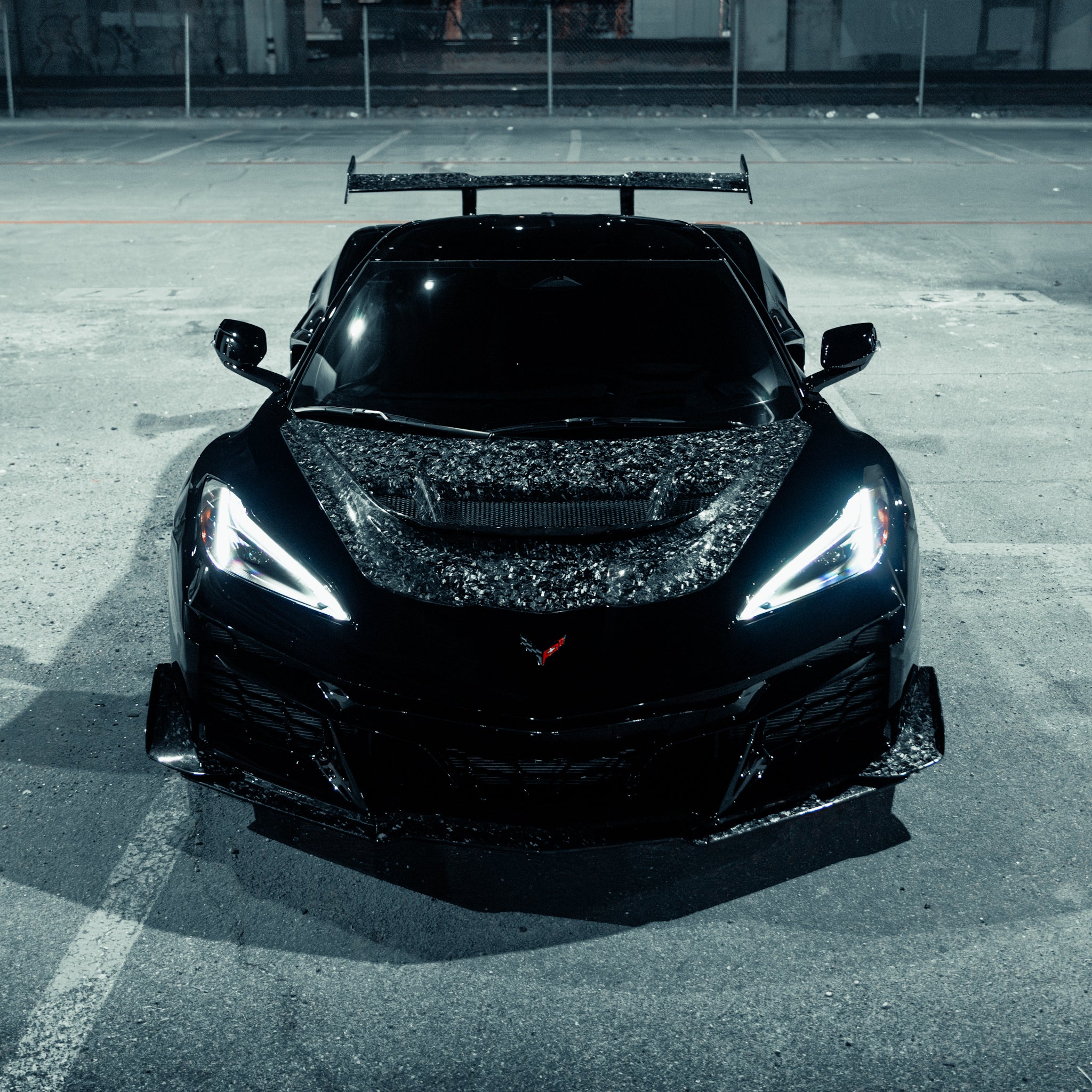 Installed 2020-2026 C8 Corvette Quiet Racing collaboration forged carbon exterior upgrade