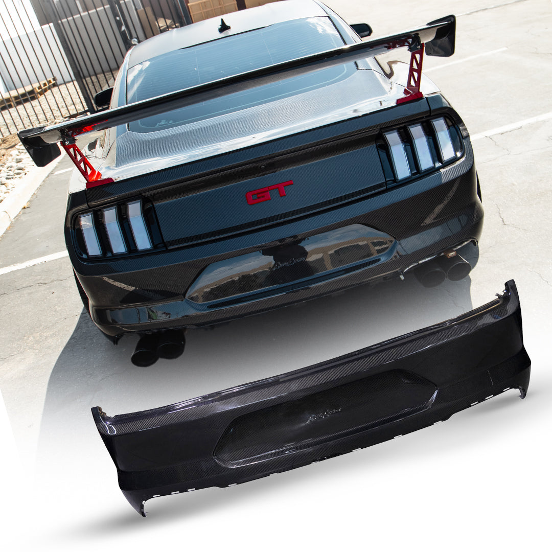 2015-2023 Ford Mustang GT500 Style Double Sided Full Carbon Fiber Track Package Rear Bumper Conversion