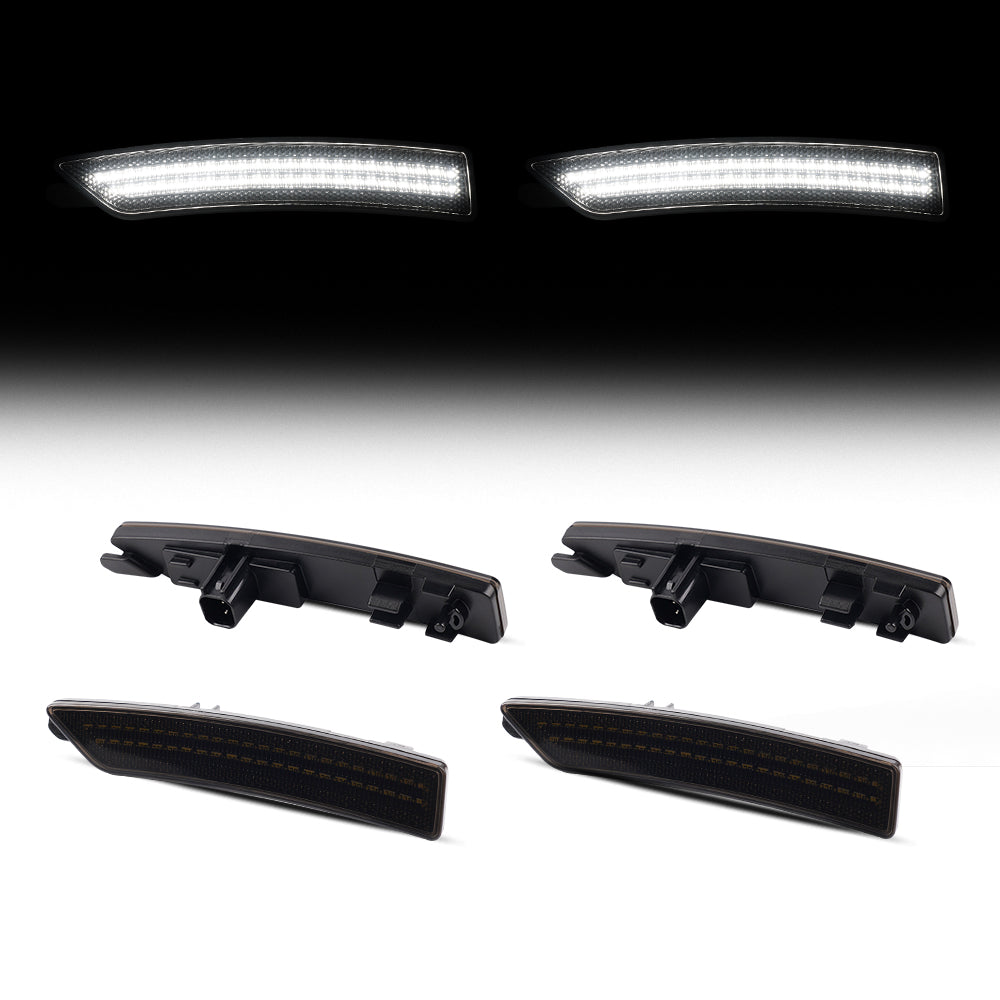Set of car LED daytime running lights on a white background