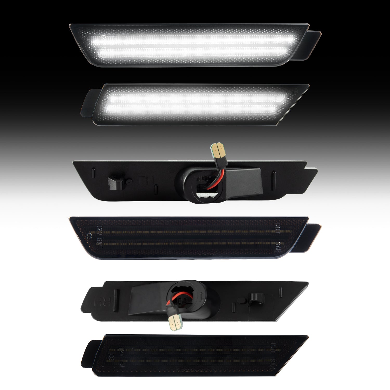 Set of car exterior lights on a white background