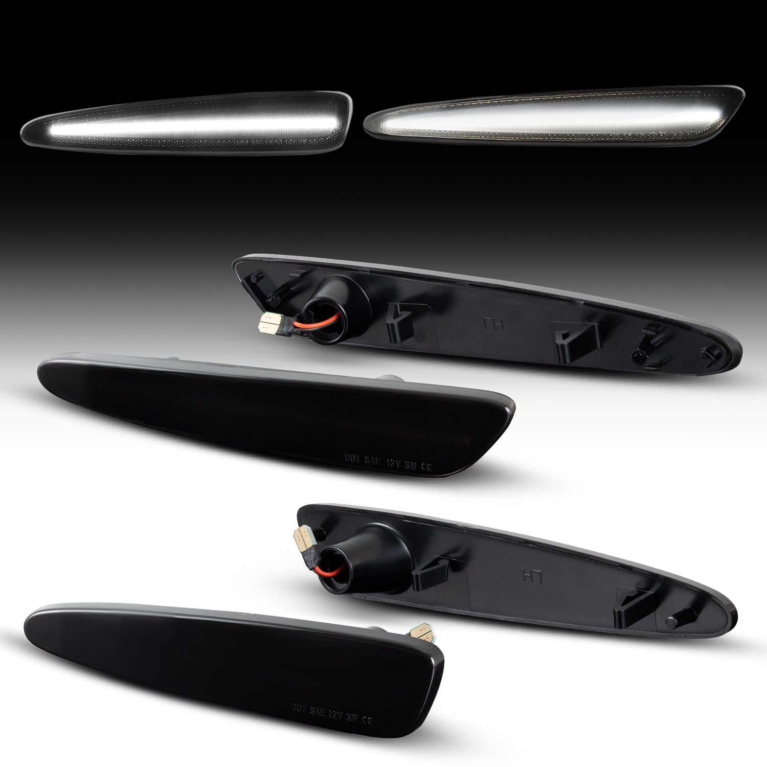 Smoked white LED side marker lights for 2005–2013 Corvette C6 by Auto Addict USA