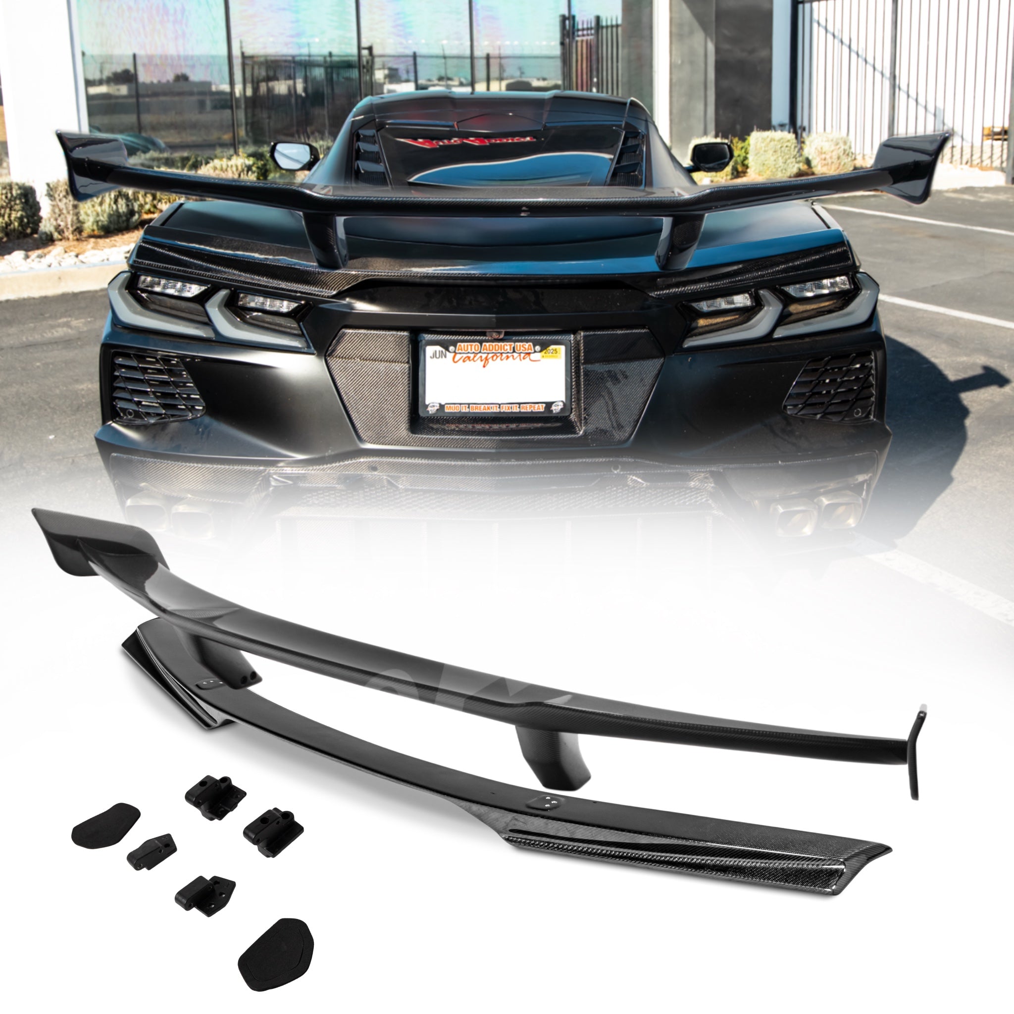 2020-2026 C8 Corvette Stingray ZR1 ZTK Rear Spoiler Gloss Carbon Fiber 1pc