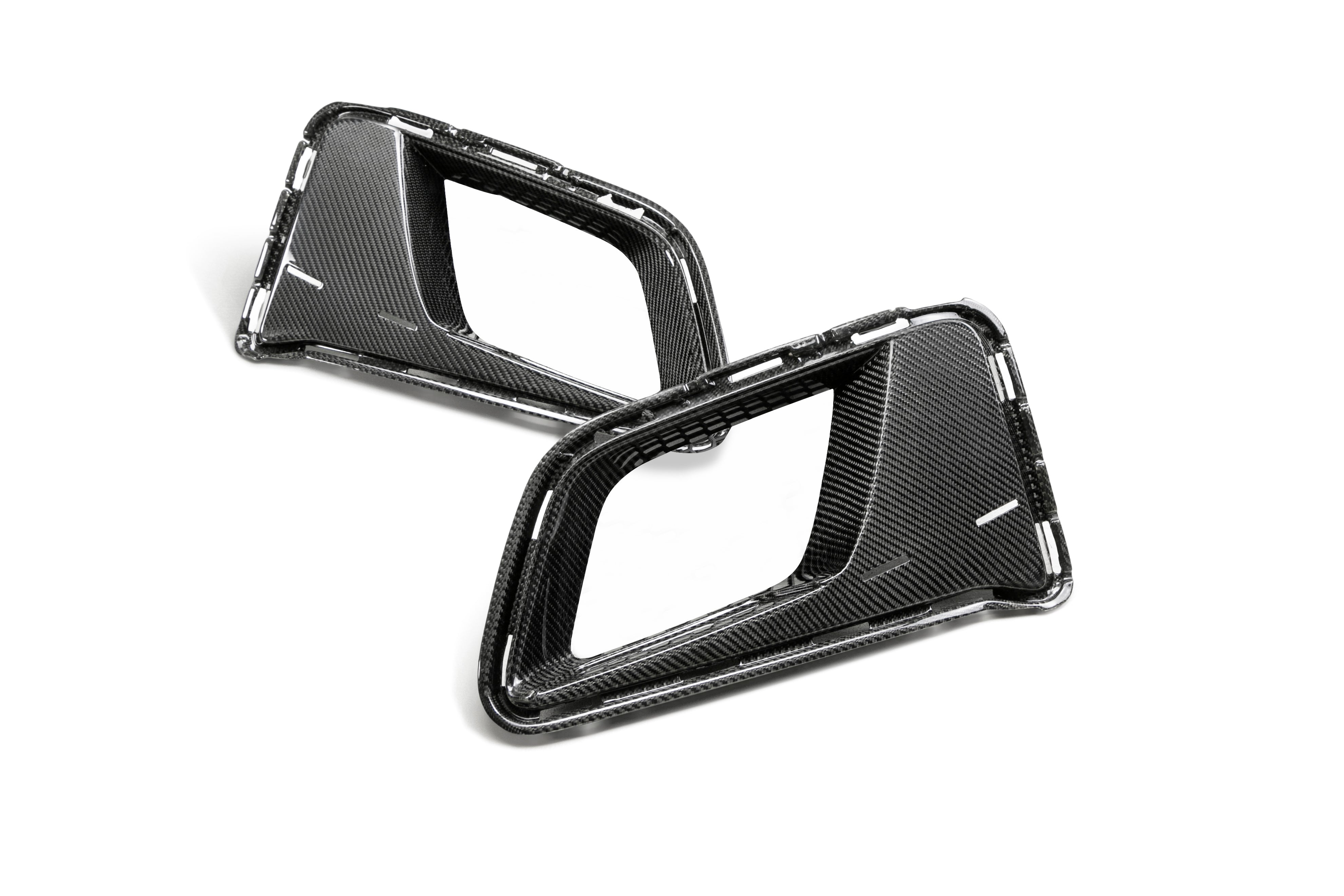 2017-2023 CAMARO ZL1 1LE CARBON FIBER FRONT BUMPER AIR DUCT BEZELS (PAIR)