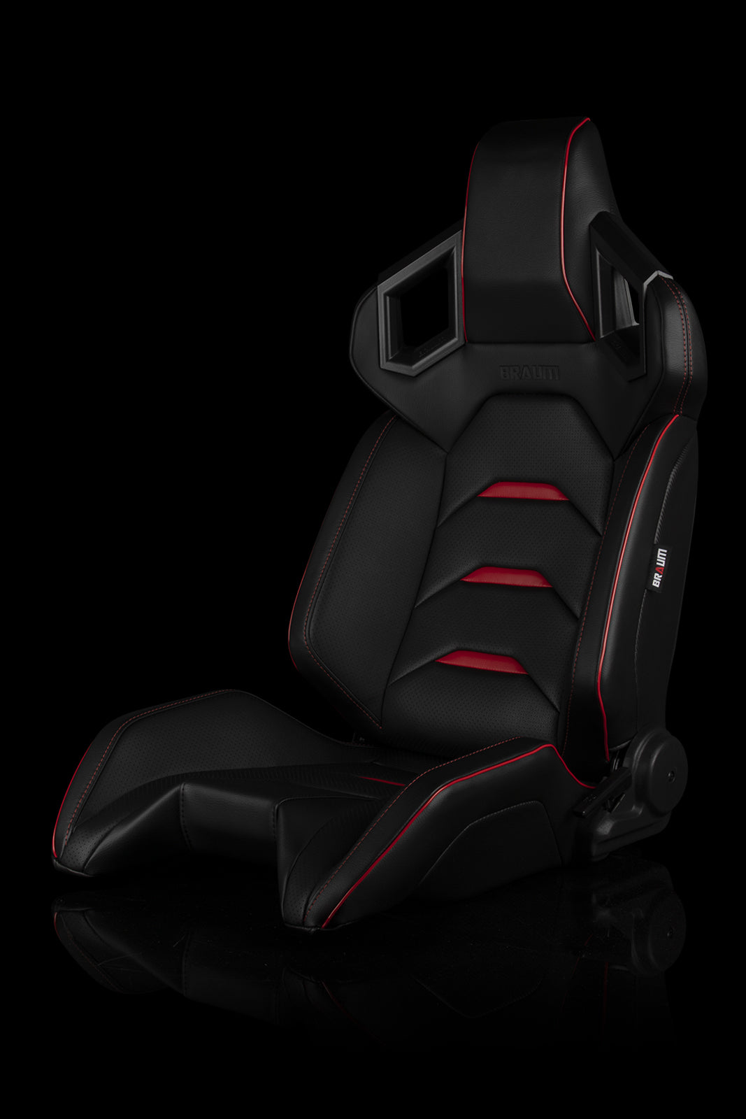 ASIENTOS DE CARRERAS UNIVERSALES BRAUM SERIE ALPHA-X (NEGRO Y ROJO) – PAR