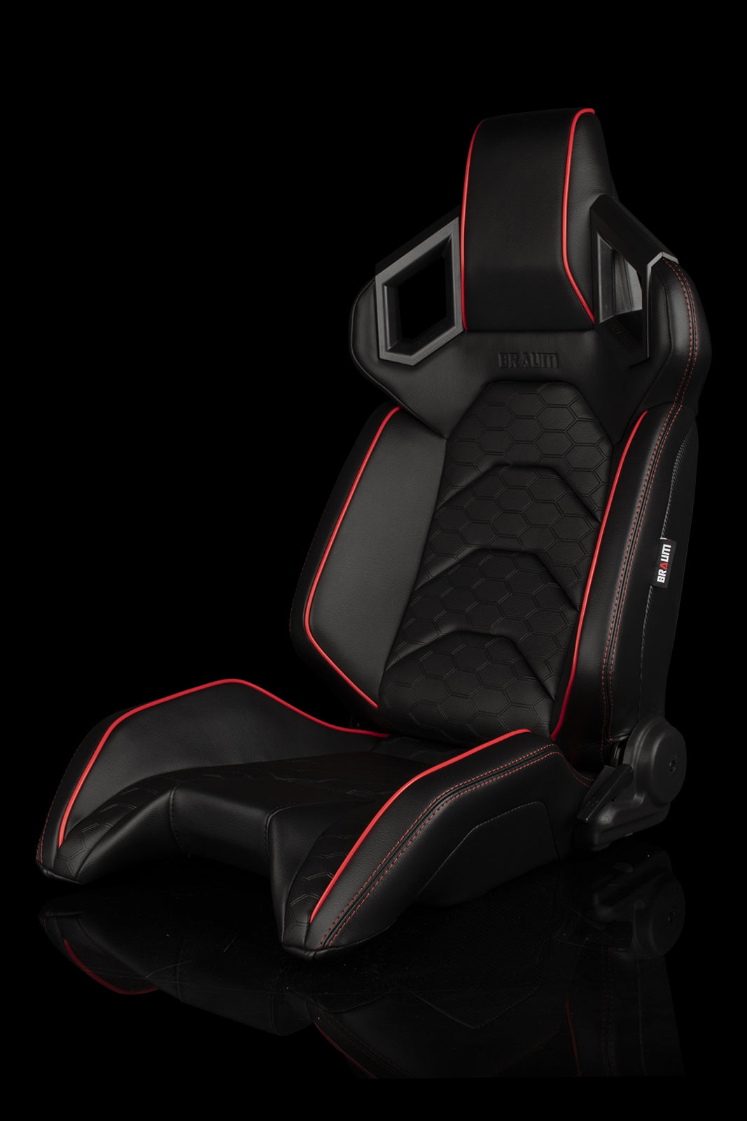 Universal BRAUM ALPHA-X SERIES RACING SEATS (BLACK & RED TRIM) – PAIR