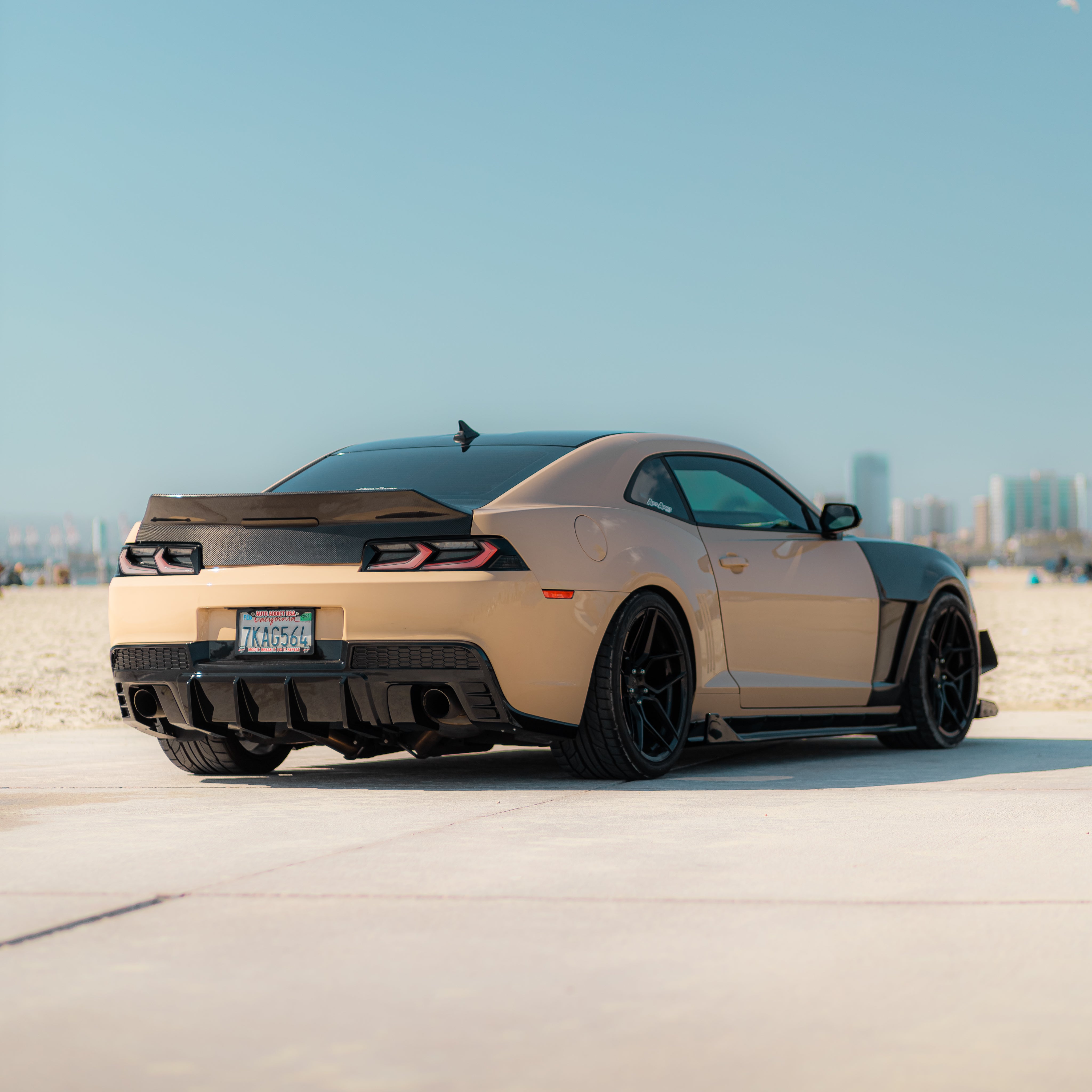 Difusor trasero con punta cuádruple o simple de aletas de tiburón estilo Evo para Chevy Camaro 2014-2015