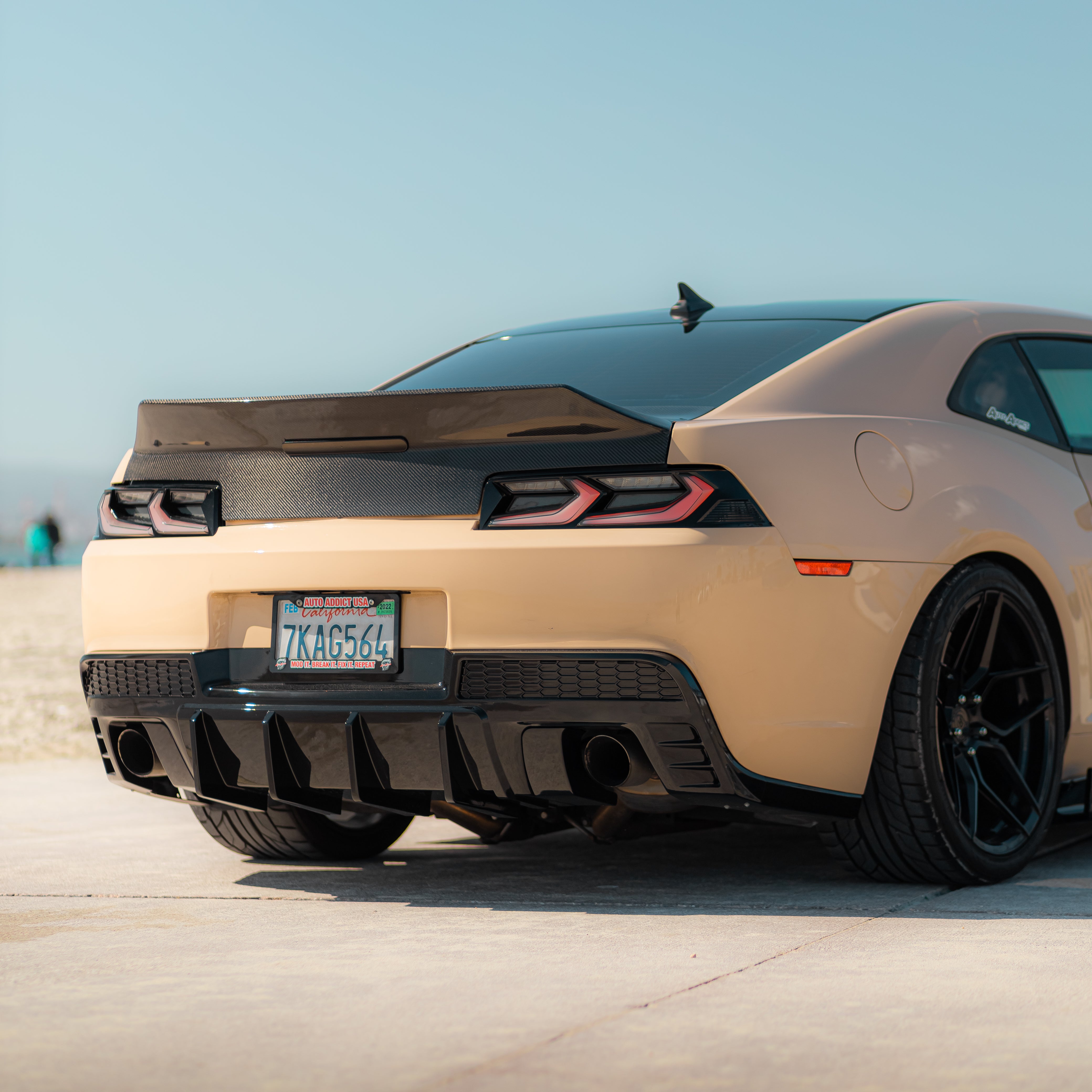 Difusor trasero con punta cuádruple o simple de aletas de tiburón estilo Evo para Chevy Camaro 2014-2015