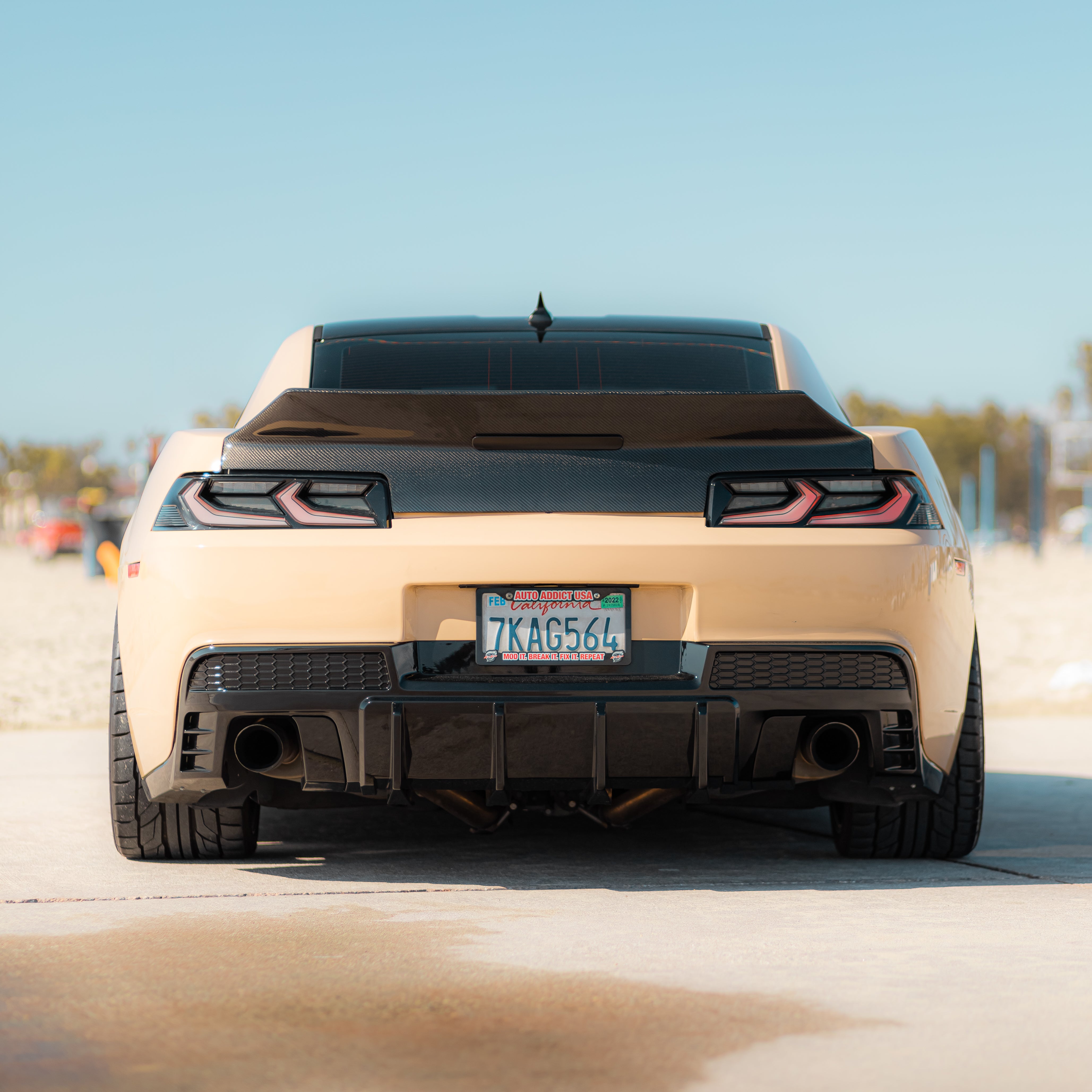 Difusor trasero con punta cuádruple o simple de aletas de tiburón estilo Evo para Chevy Camaro 2014-2015