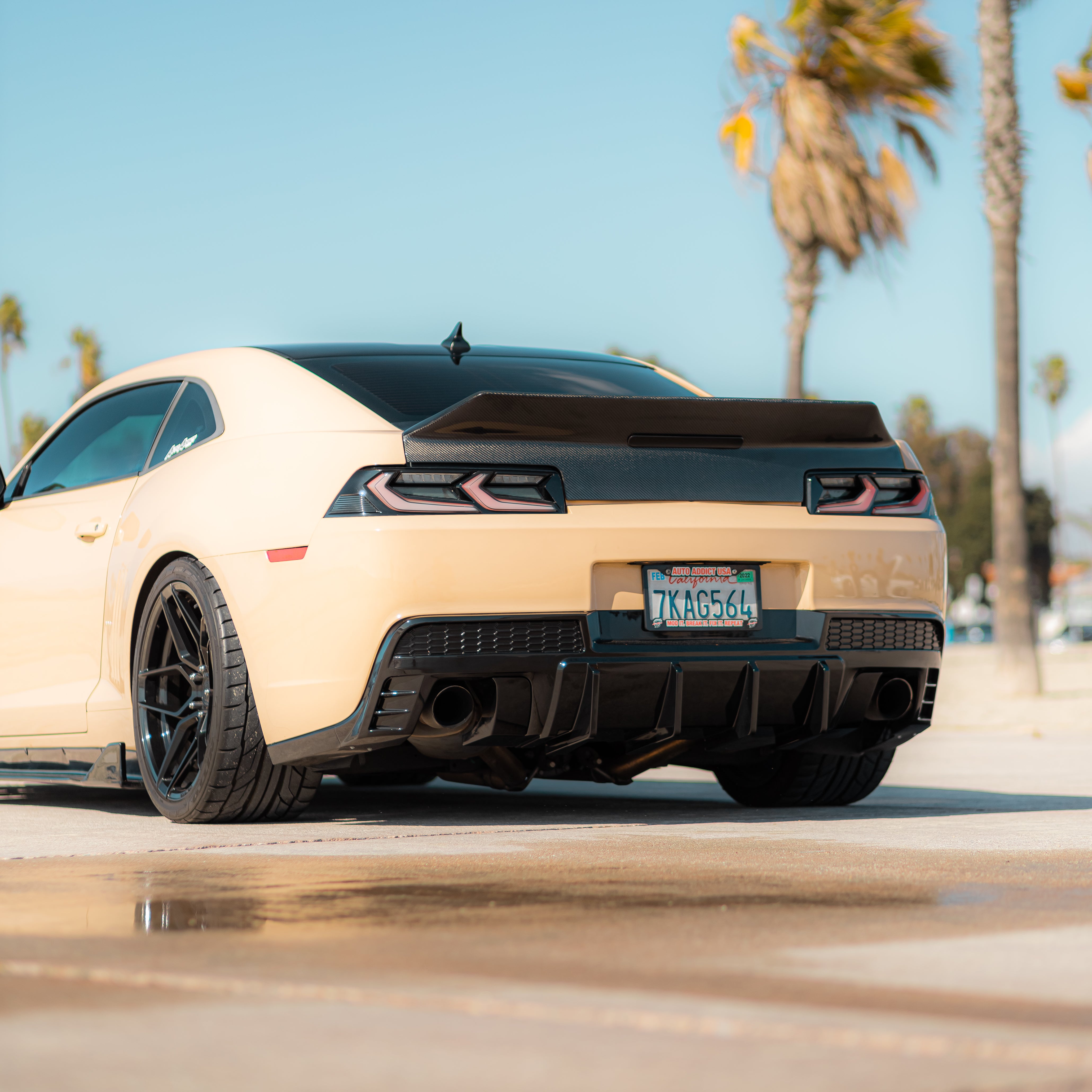 Difusor trasero con punta cuádruple o simple de aletas de tiburón estilo Evo para Chevy Camaro 2014-2015