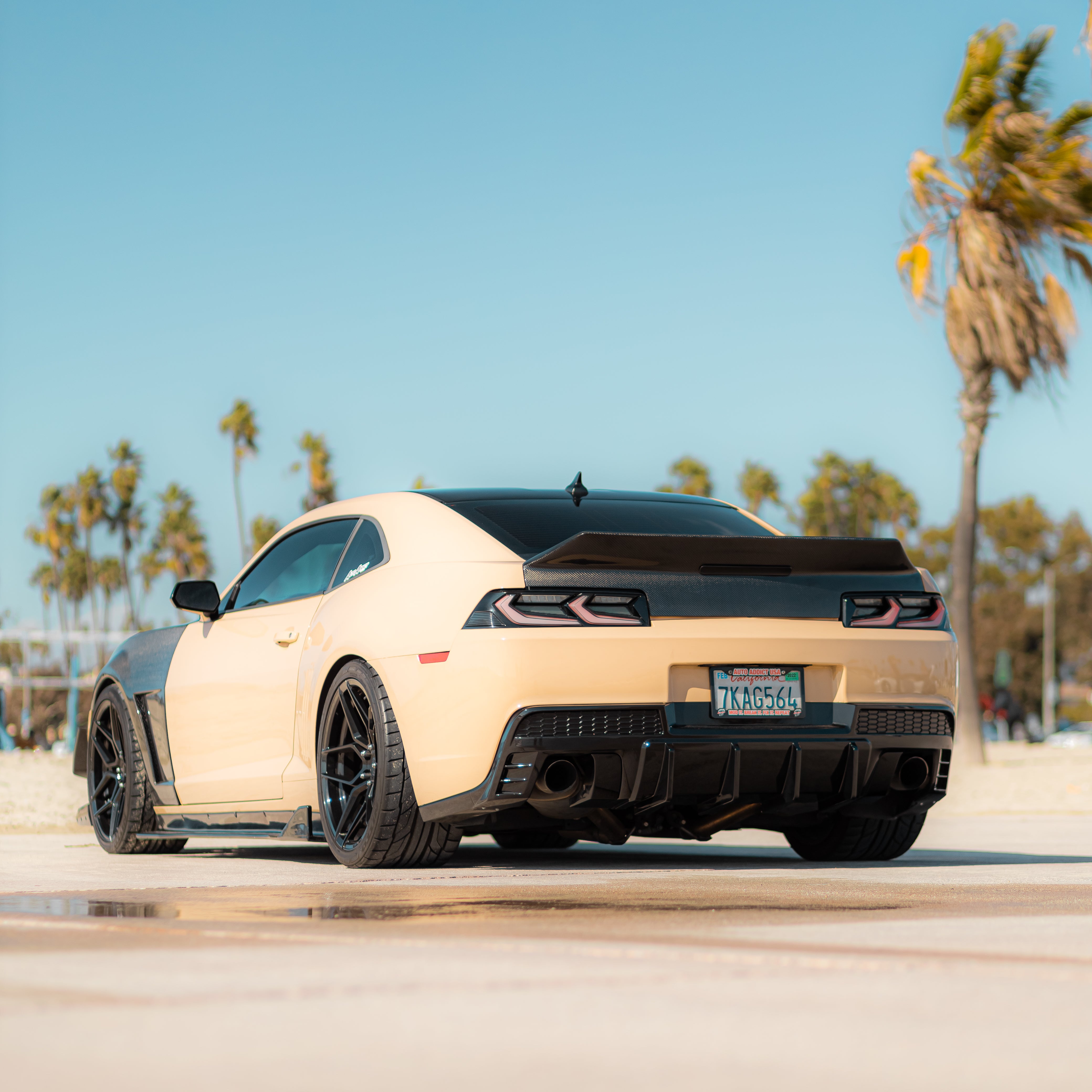 Difusor trasero con punta cuádruple o simple de aletas de tiburón estilo Evo para Chevy Camaro 2014-2015