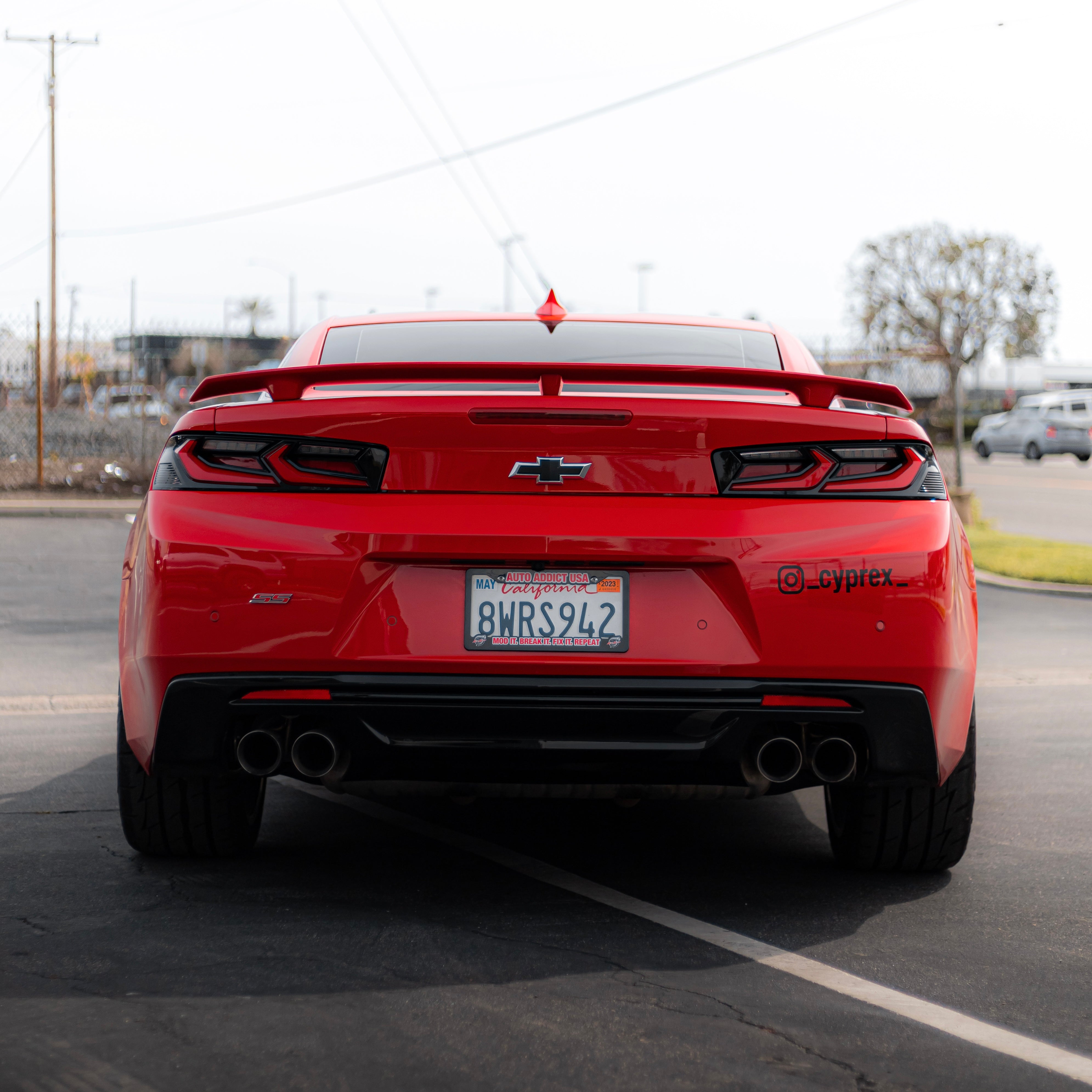 2016-2018 CHEVY CAMARO VELOX LED TAILLIGHTS GLOSS BLACK/RED LENS