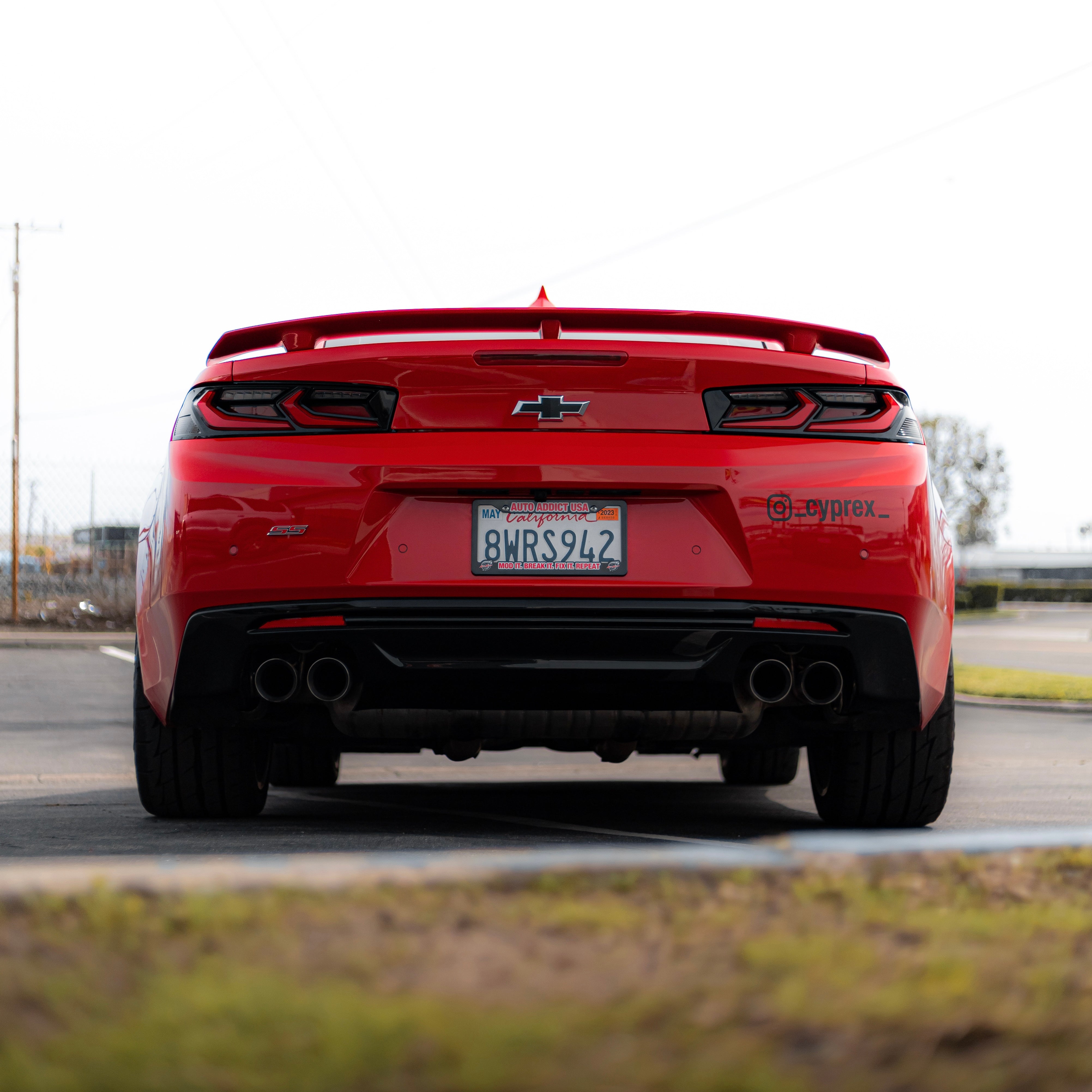 2016-2018 CHEVY CAMARO VELOX LED TAILLIGHTS GLOSS BLACK/RED LENS