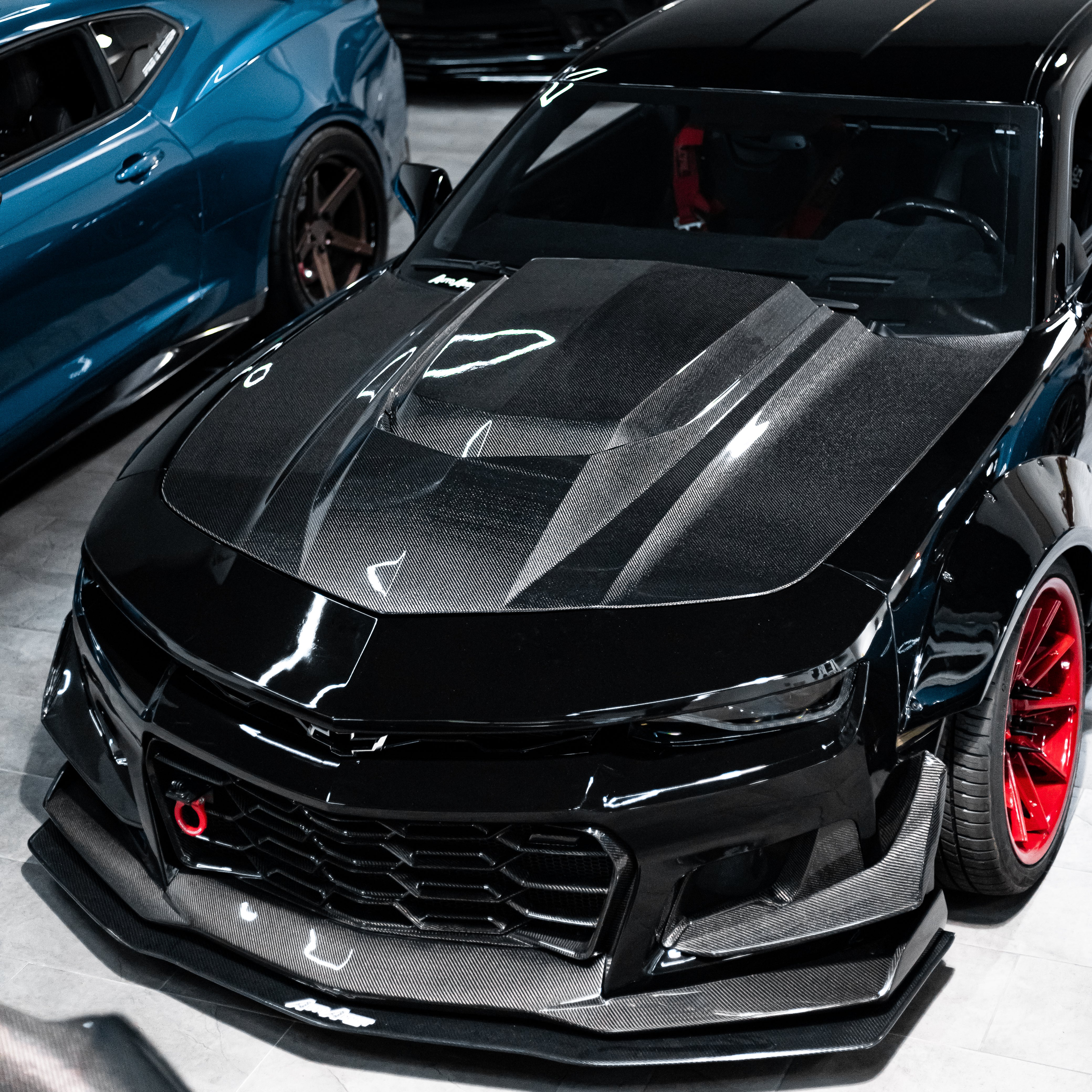 Capó de doble cara de fibra de carbono tipo ZR para Chevy Camaro 2010-2015