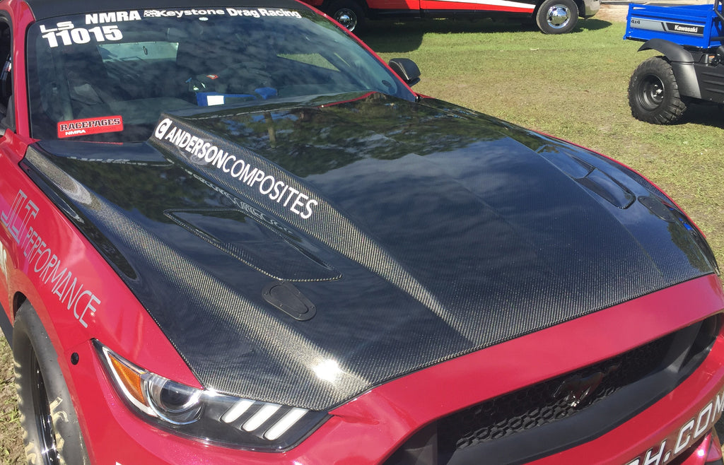 2015-2017 Mustang Double Sided Carbon Fiber Cowl Hood