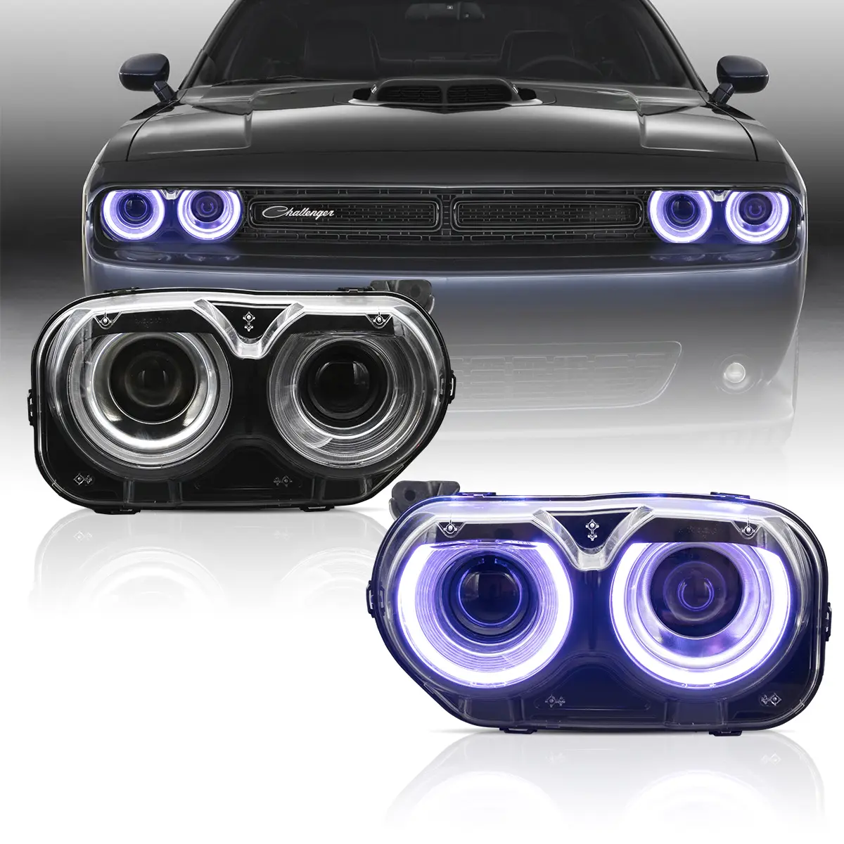 2015-2023 Dodge Challenger RGB Color Change OEM Replica Headlights