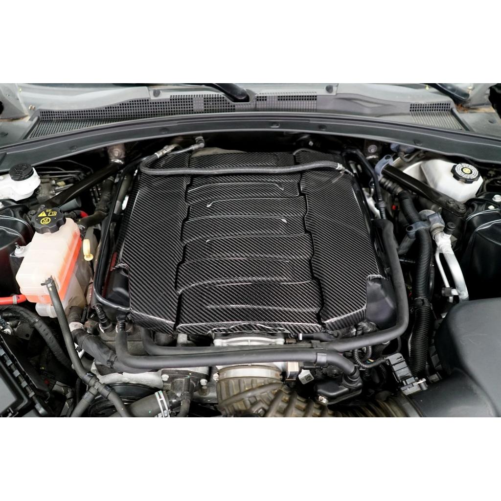 Juego de cubiertas de motor SS LT1 de fibra de carbono brillante para Chevy Camaro 2016-2024