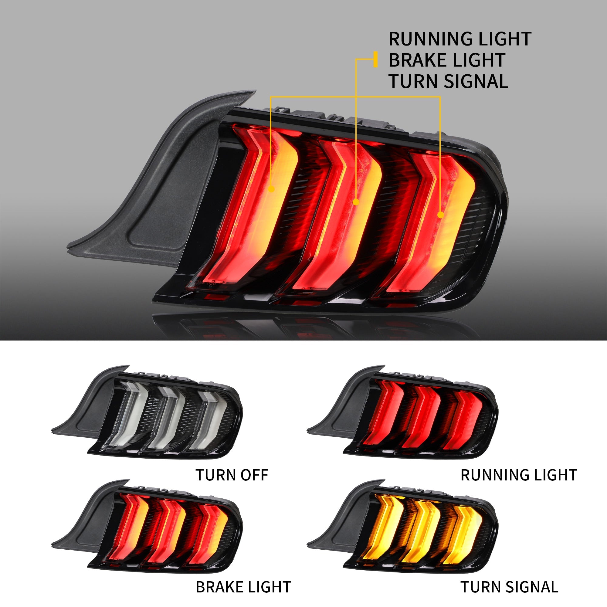 2015-2023 Ford Mustang Euro Style Sequential LED Tail Lights