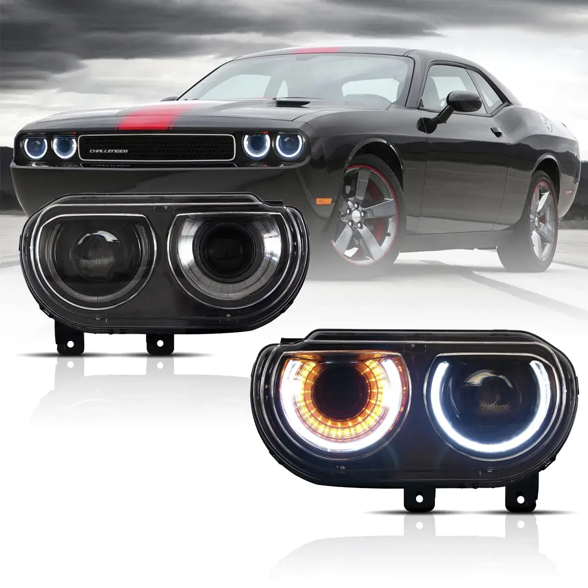 2008-2014 Dodge Challenger OEM Replica Headlights Projector LED Lights