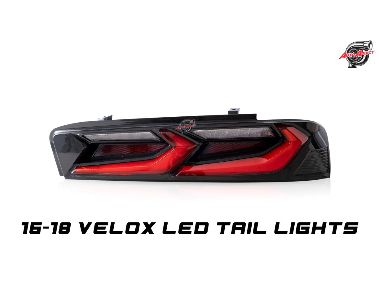 2016-2018 CHEVY CAMARO VELOX LED TAILLIGHTS GLOSS BLACK/RED LENS